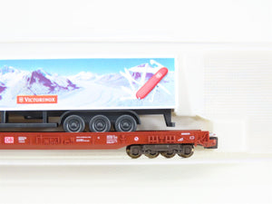 N Fleischmann 8278 DB-AG German Type Saadkms Flat Car #086-7 w/ Victorinox Truck