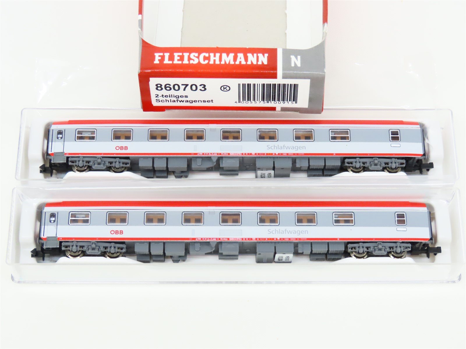 N Scale Fleischmann 860703 OBB Austrian Sleeper Passenger Cars 2-Pack