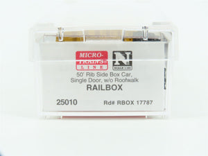 N Scale Micro-Trains MTL #25010 RBOX Railbox 50' Single Door Box Car #17787