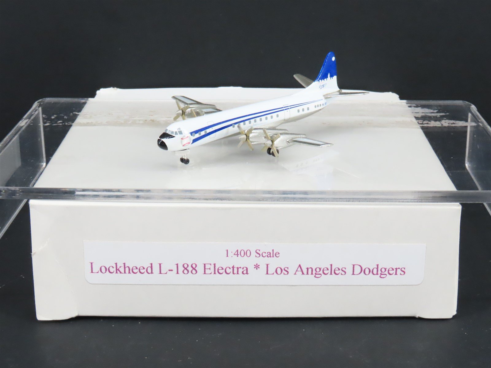 1:400 Aero Classics Die-Cast NIR Los Angeles Dodgers Lockheed L-188 Aircraft