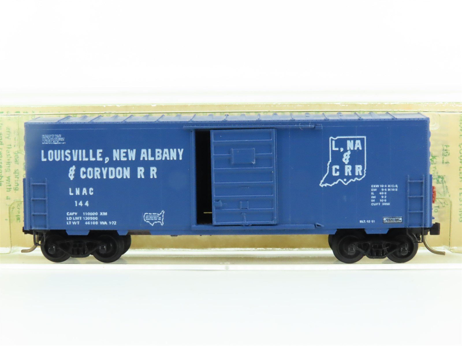 N Scale Kadee Micro-Trains MTL 24314 LNAC Single Door Box Car #144 - Blue Label
