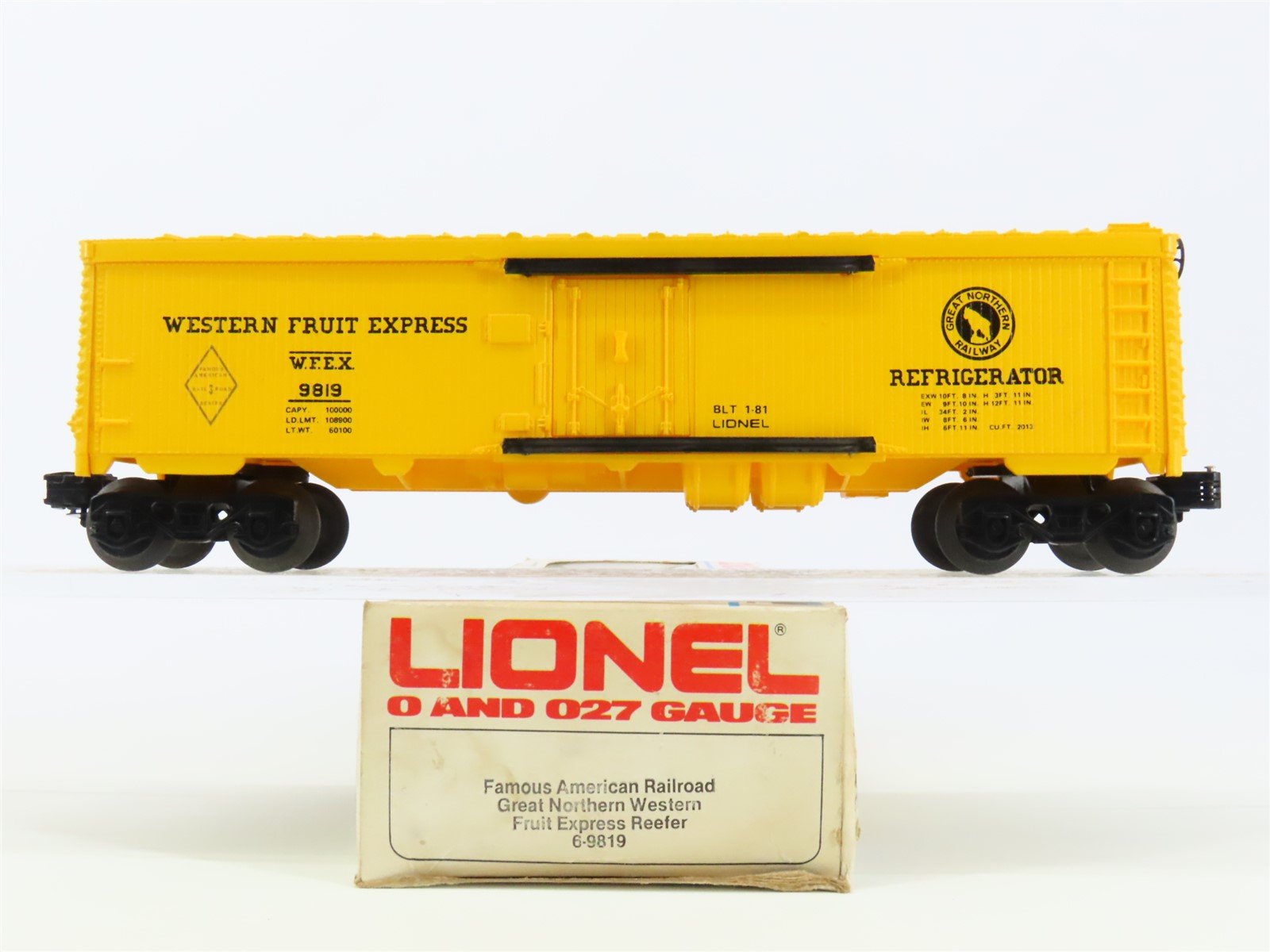 O Gauge 3-Rail Lionel 6-9819 GN WFEX Western Fruit Express Reefer #9819