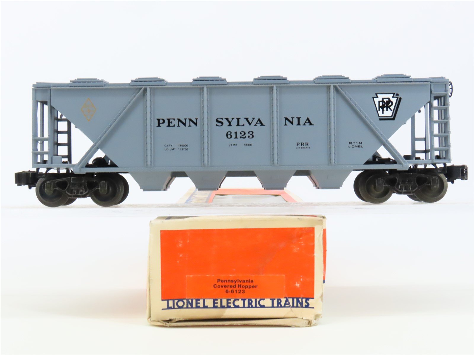 O Gauge 3-Rail Lionel 6-6123 PRR Pennsylvania 4-Bay Covered Hopper #6123