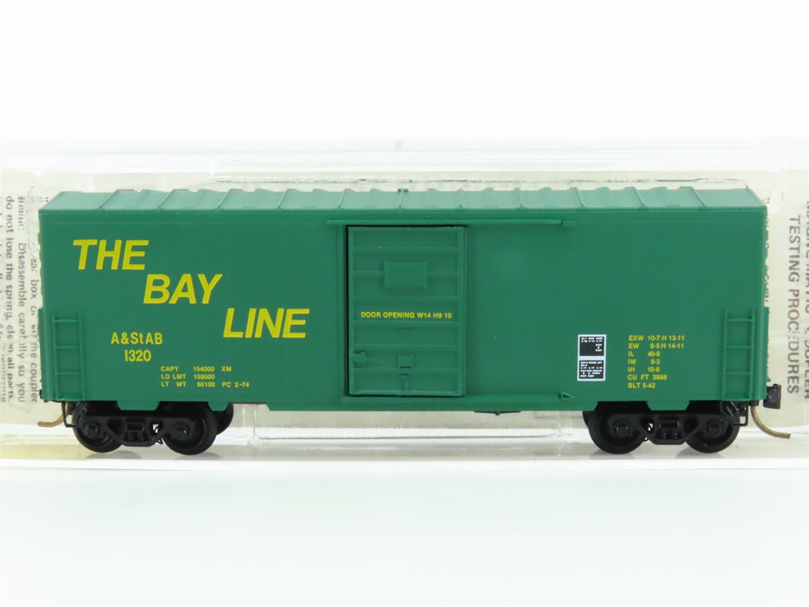 N Scale Kadee Micro-Trains MTL 24210 A&StAB The Bay Line 40' Box Car #1320