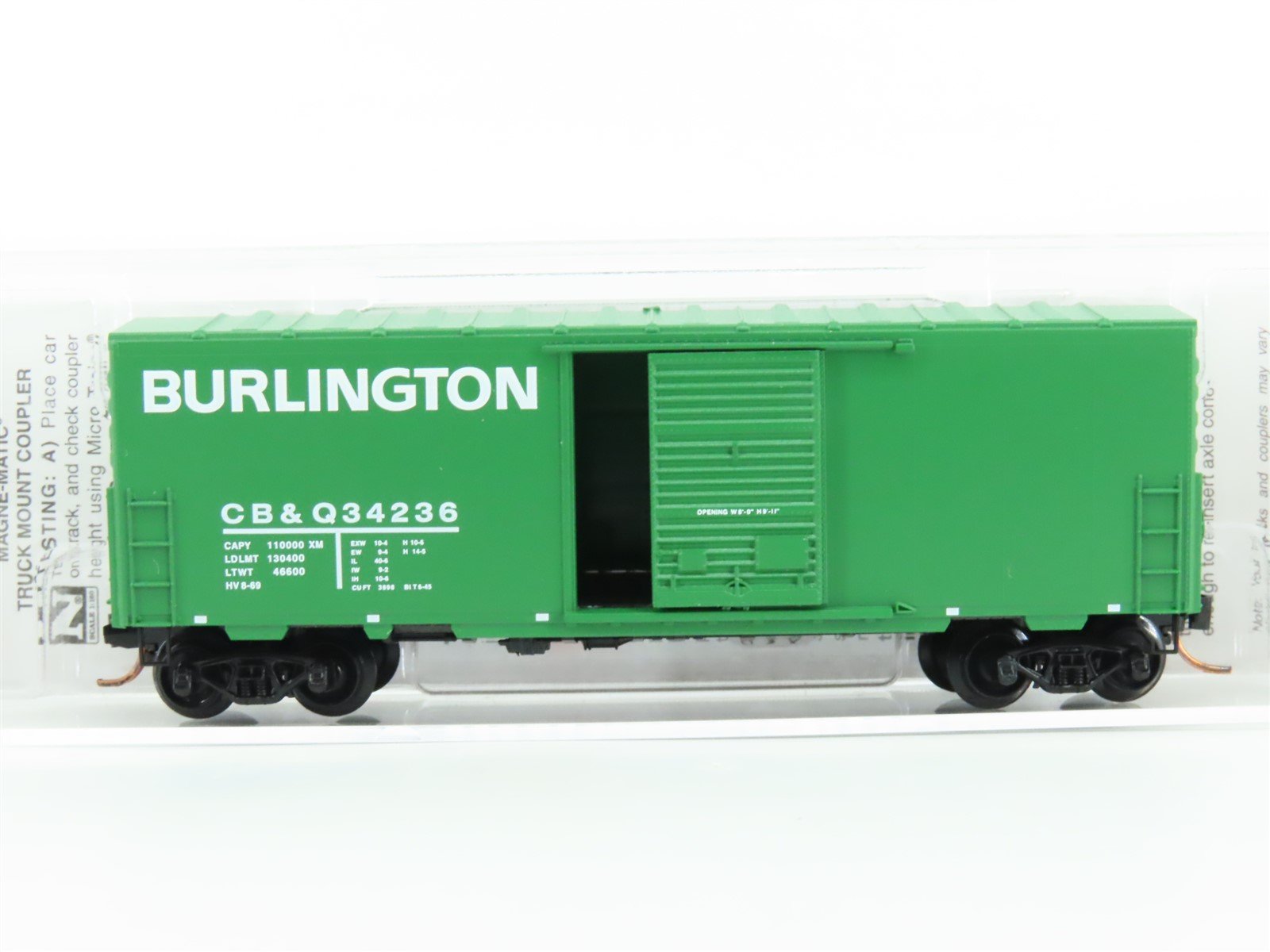 N Micro-Trains MTL #02400310 CB&Q Burlington 40' Single Door Box Car #34236