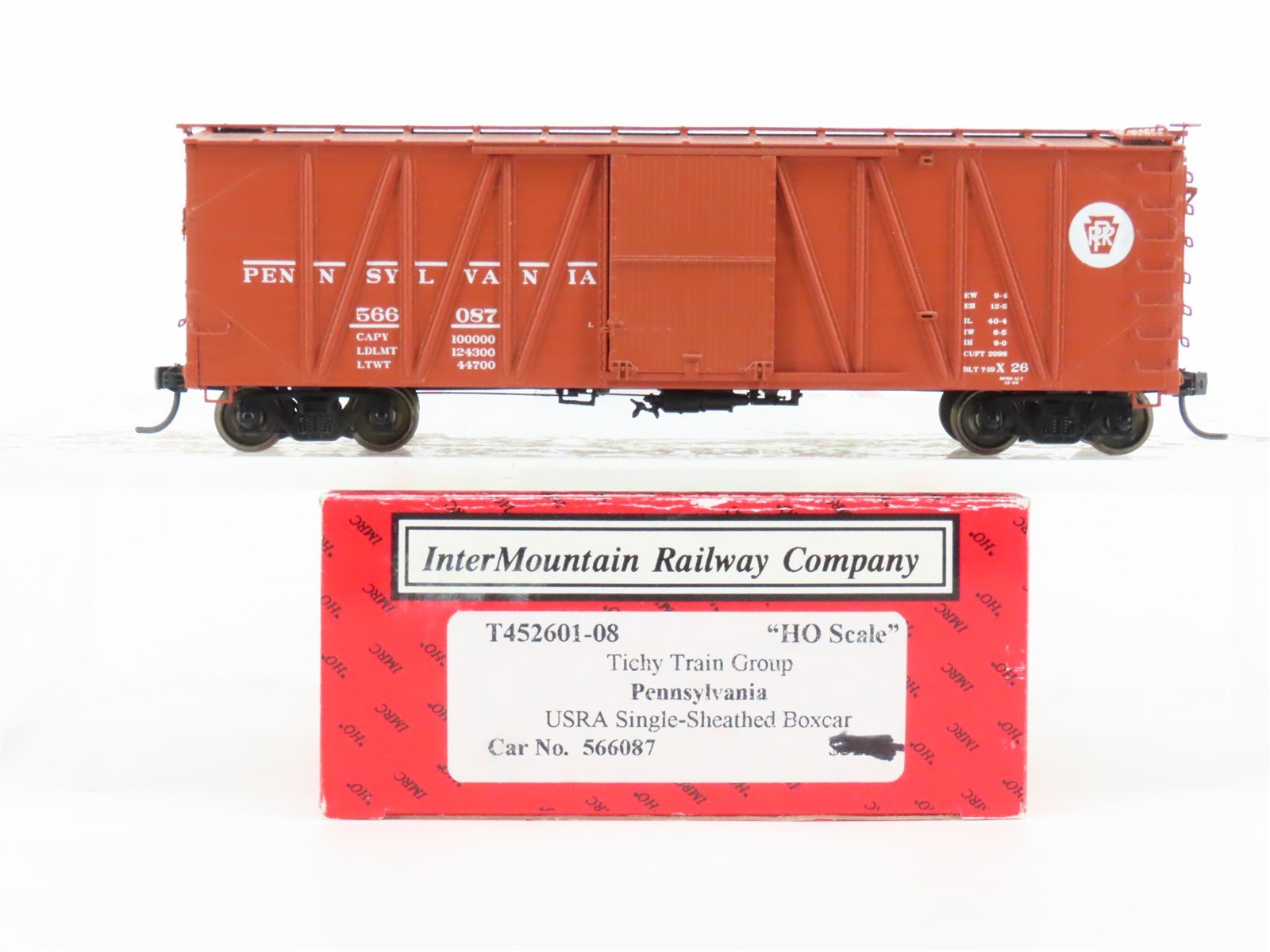 HO Scale InterMountain 452601-08 PRR Pennsylvania Single-Sheathed Boxcar #566087