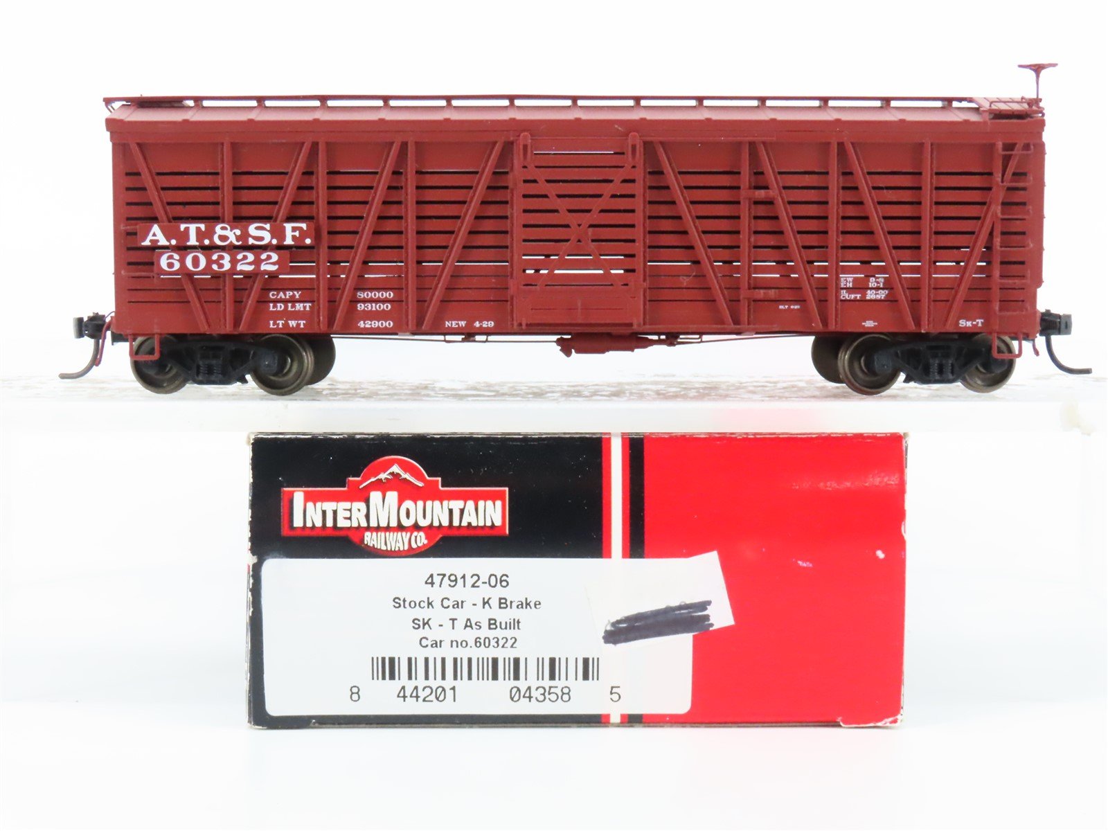 HO Scale InterMountain 47912-06 ATSF Single Door K-Brake Stock Car #60322
