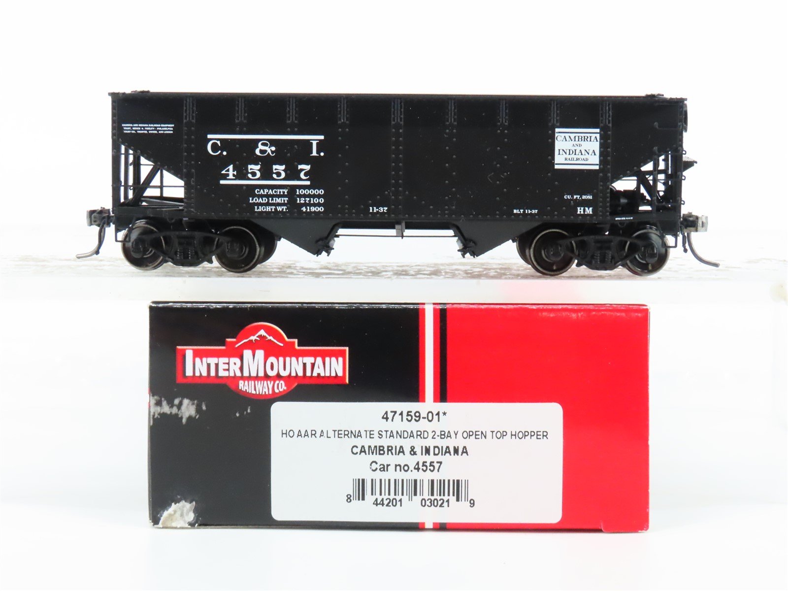 HO Scale InterMountain 47159-01 C&I Cambria & Indiana 2-Bay Open Hopper #4557