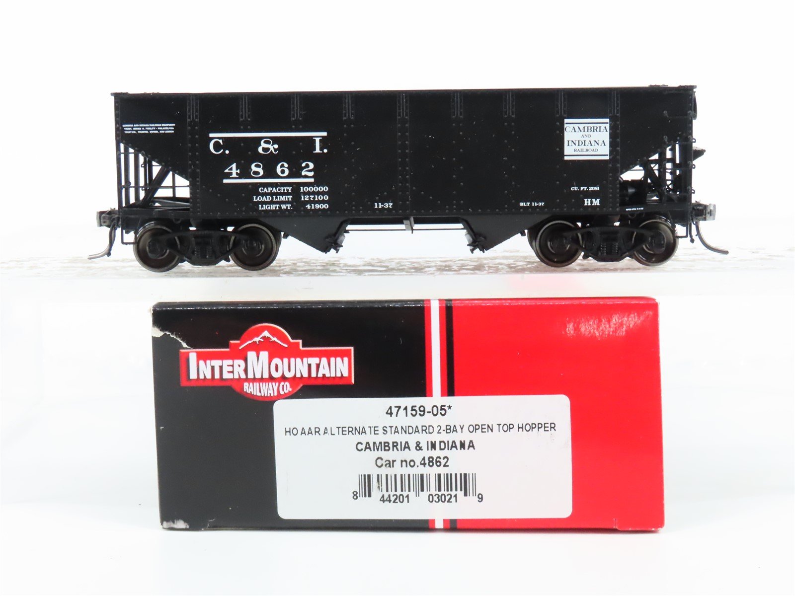 HO Scale InterMountain 47159-05 C&I Cambria & Indiana 2-Bay Open Hopper #4862