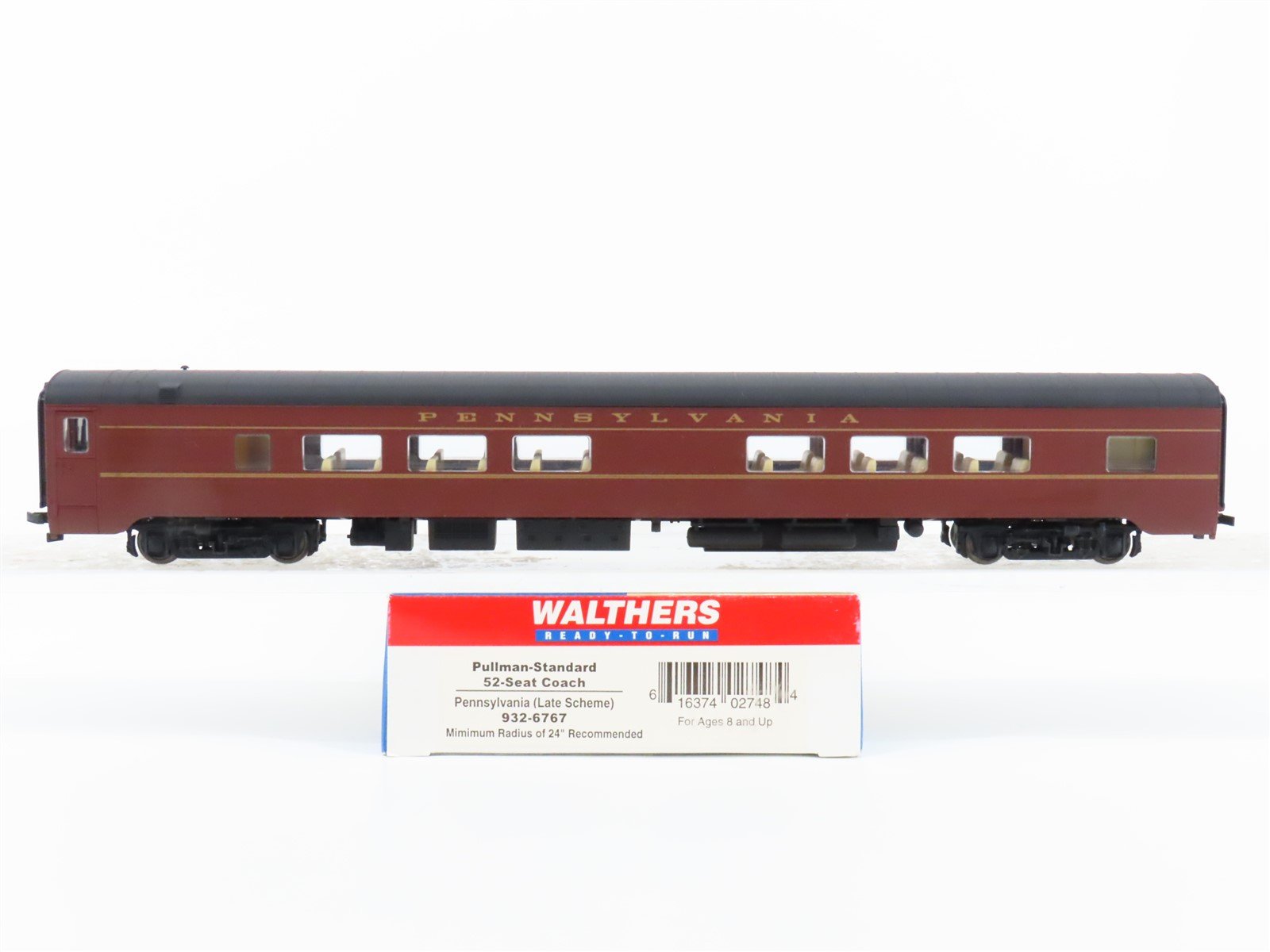 HO Scale Walthers 932-6767 PRR Pennsylvania Railroad 52-Seat Coach Passenger