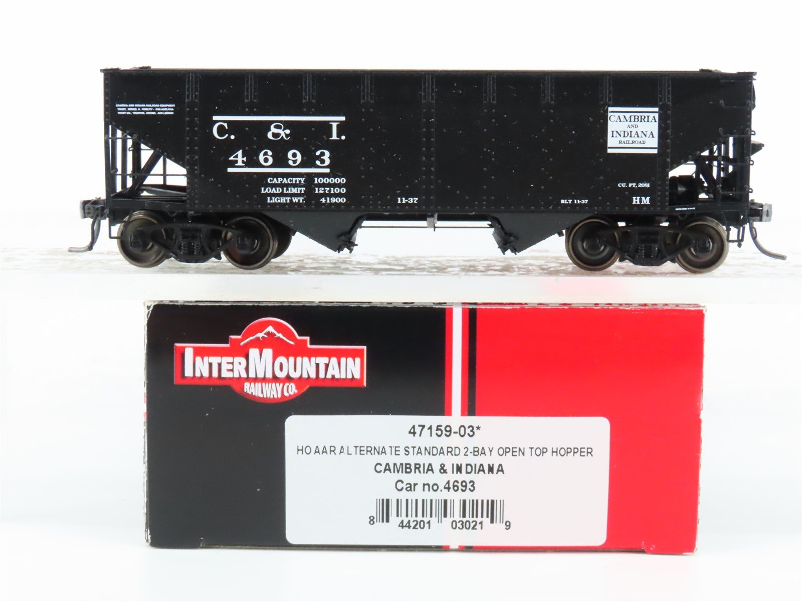 HO Scale InterMountain 47159-03 C&I Cambria & Indiana 2-Bay Open Hopper #4693