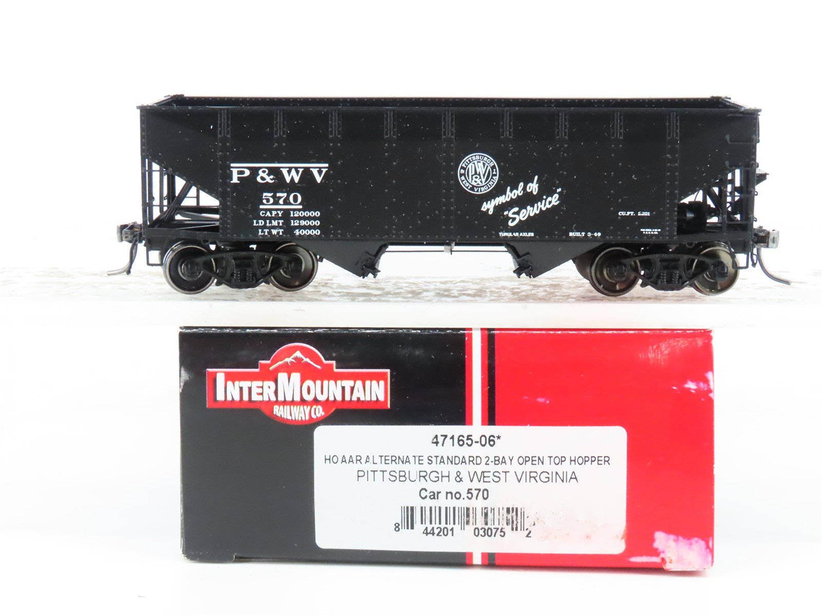 HO InterMountain 47165-06 P&WV Pittsburg & West Virginia 2-Bay Open Hopper #570