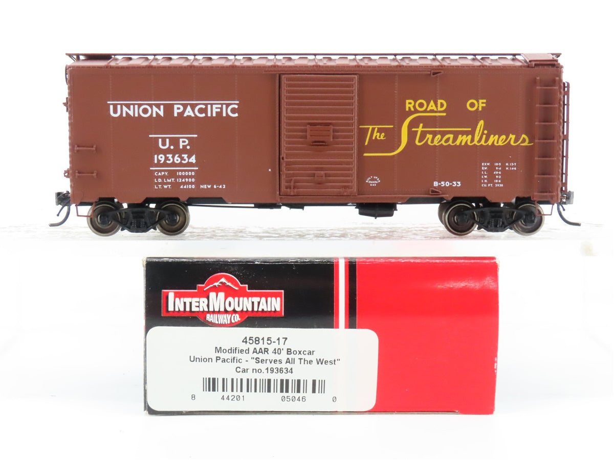 HO Scale InterMountain 45815-17 UP Union Pacific Streamliners 40&#39; Boxcar #193634