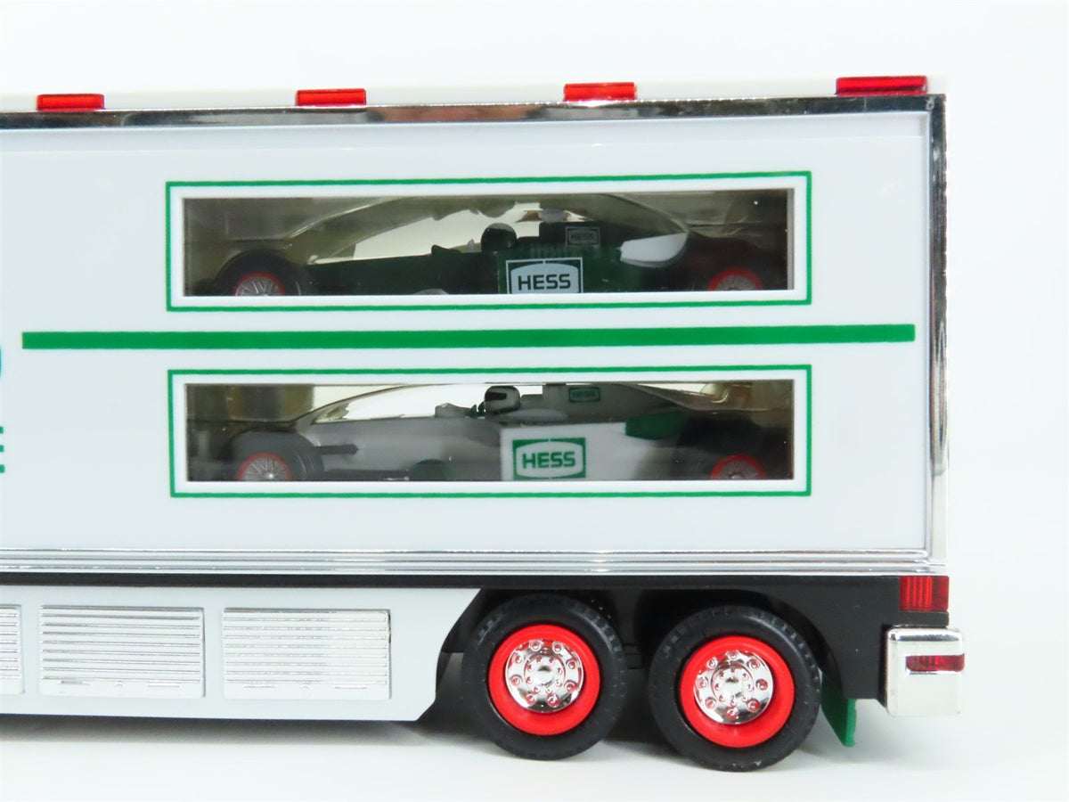Hess Toy Truck 2003 Battery Operated Semi Truck &amp; Trailer w/ Race Cars &amp; Lights