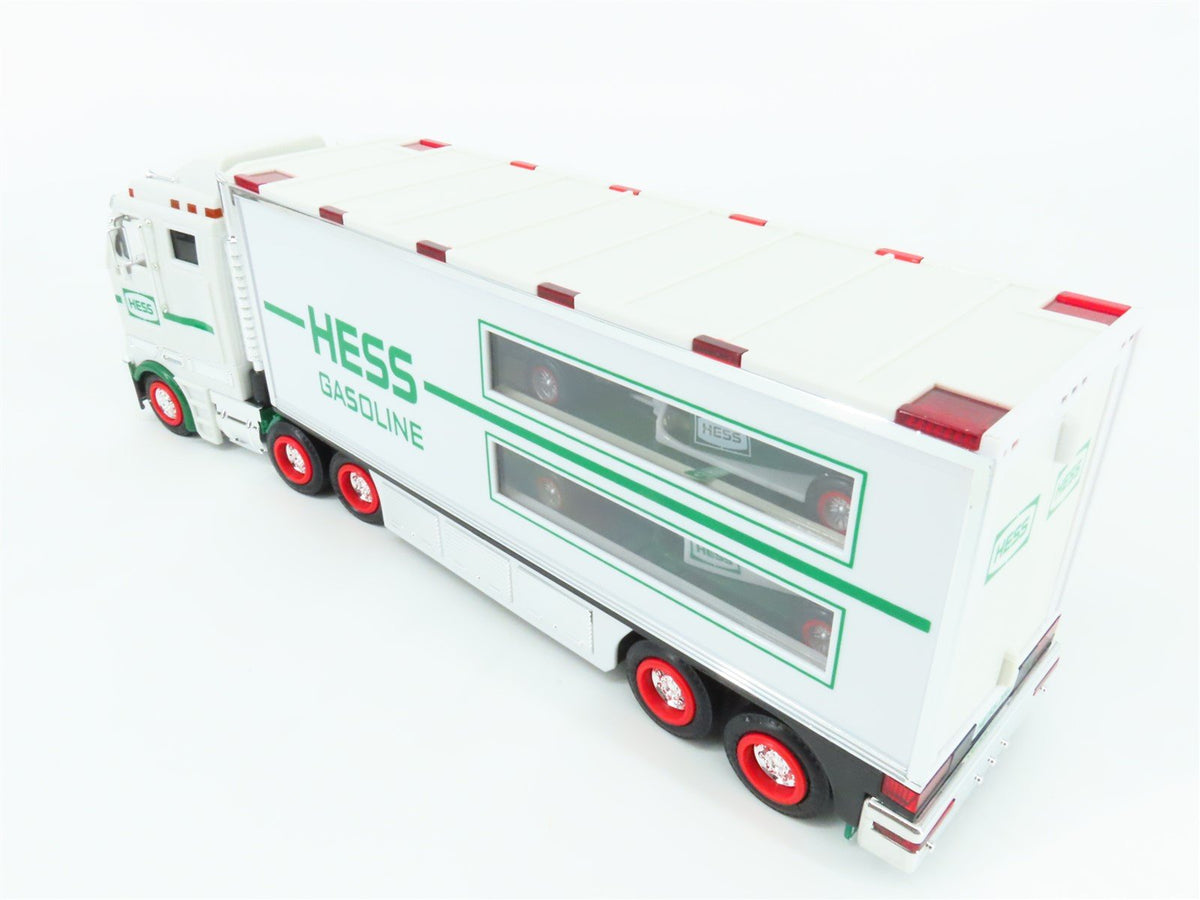 Hess Toy Truck 2003 Battery Operated Semi Truck &amp; Trailer w/ Race Cars &amp; Lights