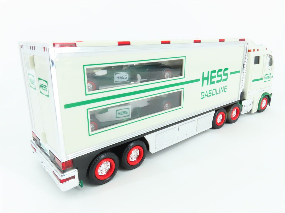 Hess Toy Truck 2003 Battery Operated Semi Truck &amp; Trailer w/ Race Cars &amp; Lights