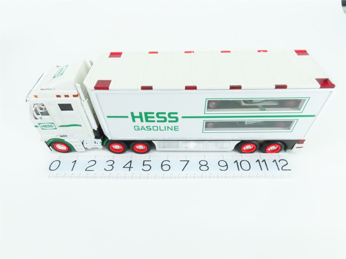 Hess Toy Truck 2003 Battery Operated Semi Truck &amp; Trailer w/ Race Cars &amp; Lights
