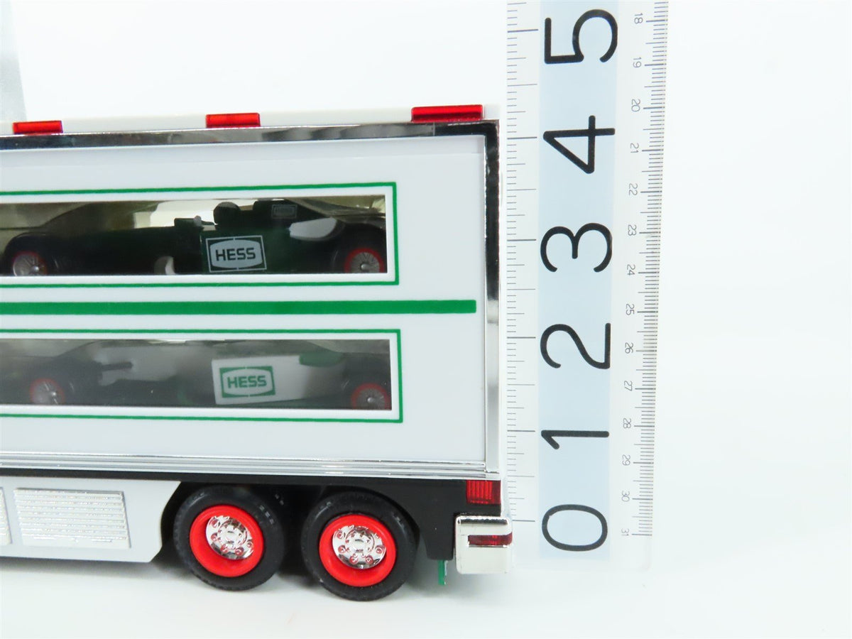 Hess Toy Truck 2003 Battery Operated Semi Truck &amp; Trailer w/ Race Cars &amp; Lights