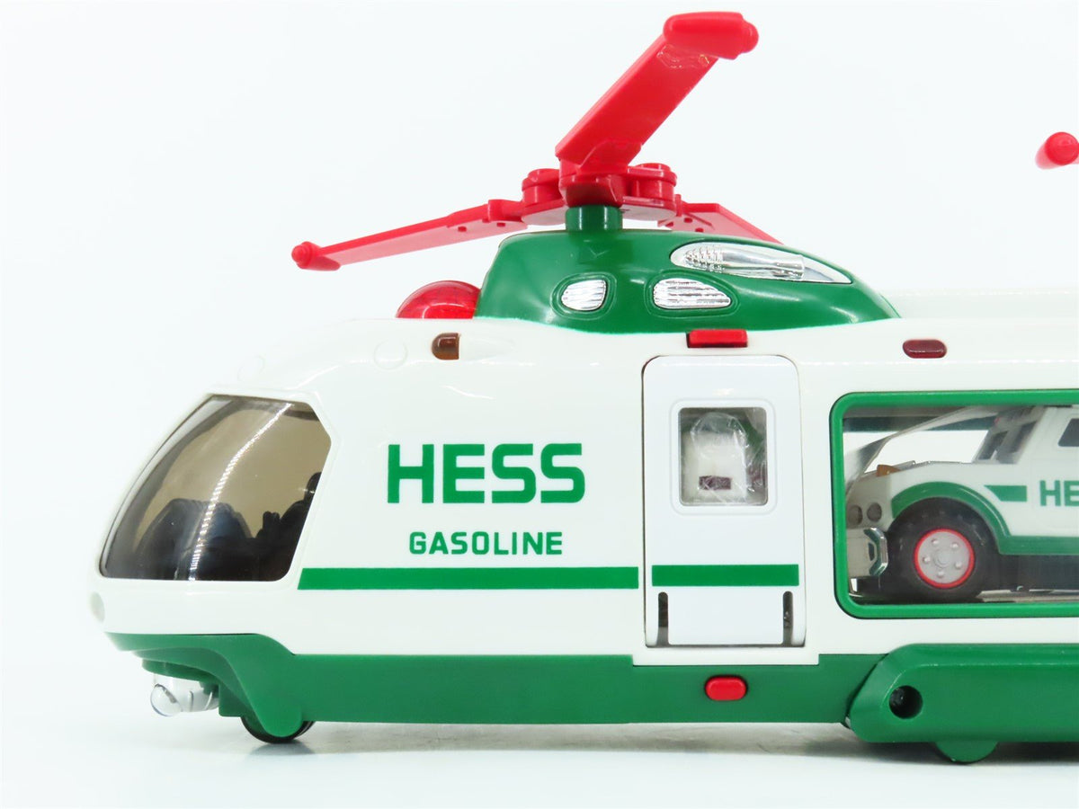Hess Toy Truck 2001 Hess Helicopter with Motorcycle and Cruiser w/ Lights
