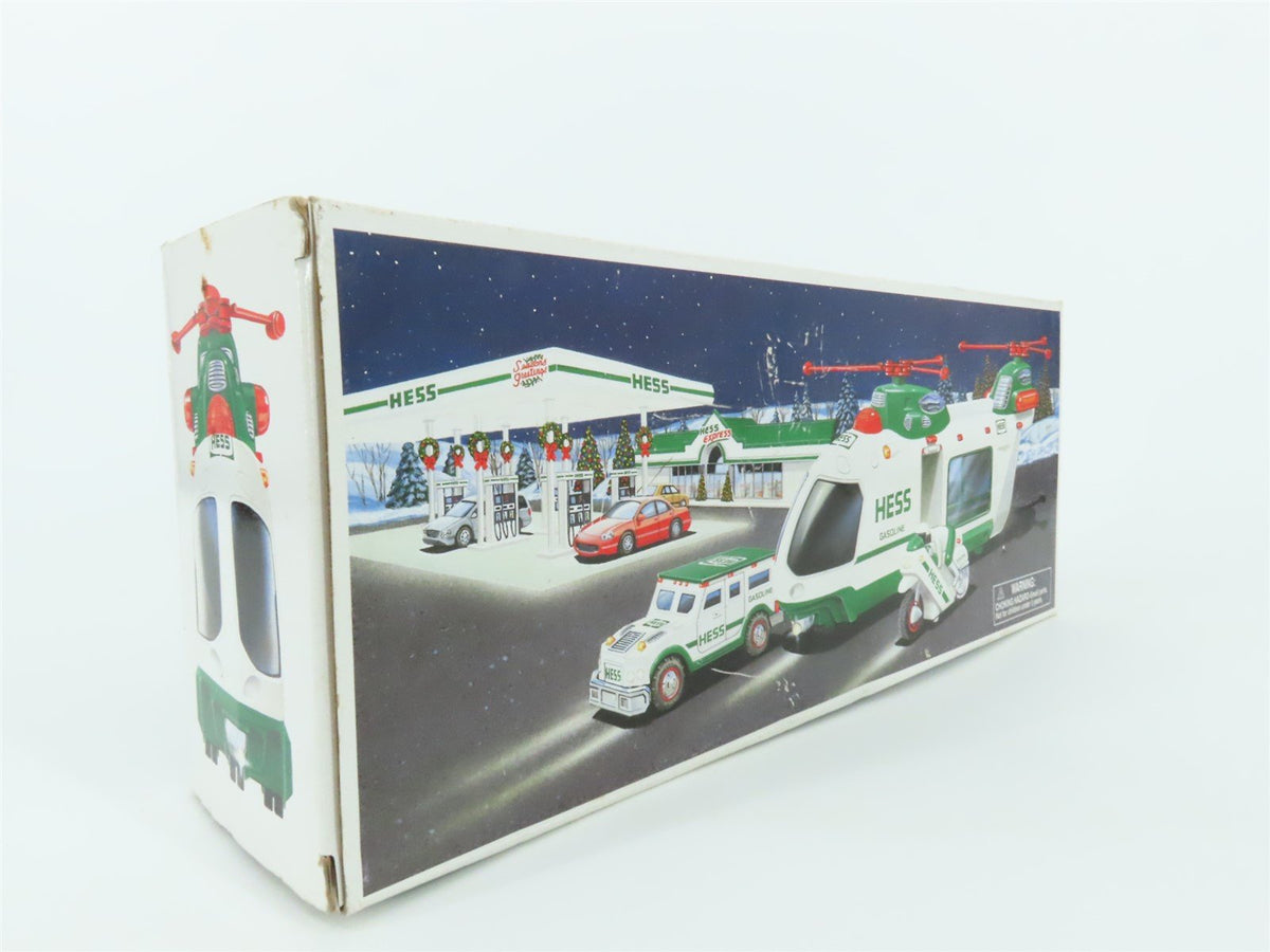 Hess Toy Truck 2001 Hess Helicopter with Motorcycle and Cruiser w/ Lights
