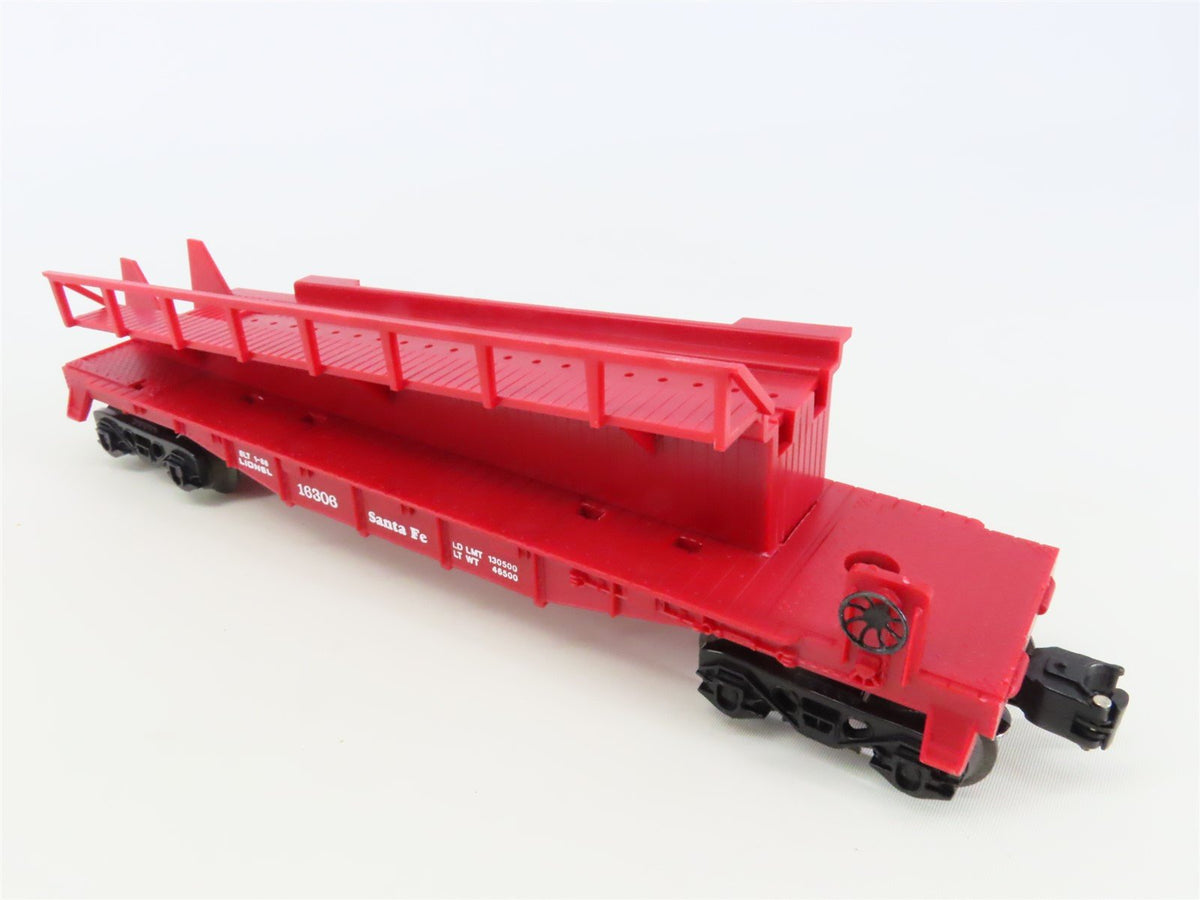 O Gauge 3-Rail Lionel 6-16306 ATSF Santa Fe Barrel Ramp Car #16306 w/ Barrels