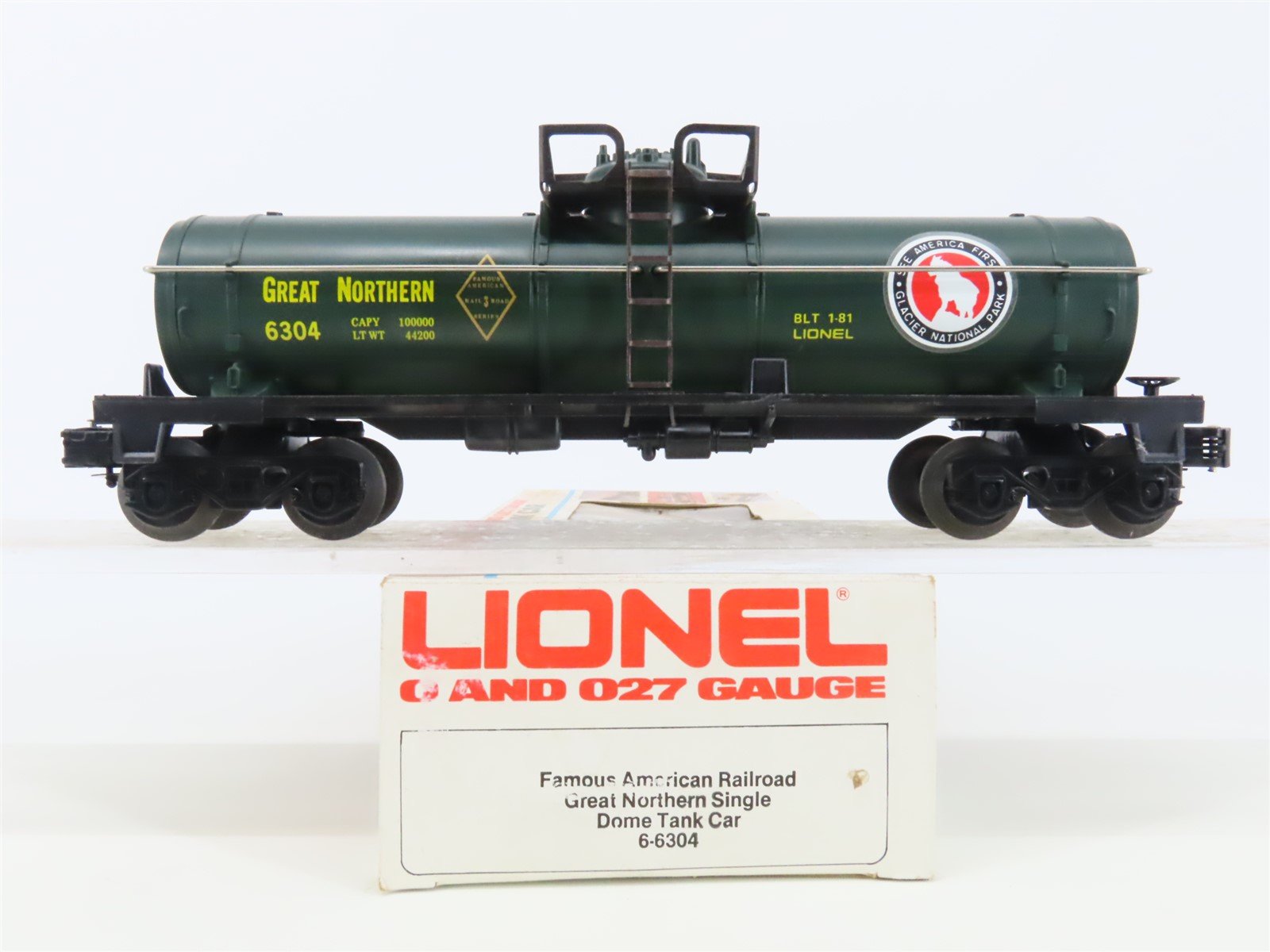 O Gauge 3-Rail Lionel 6-6304 GN Great Northern Single Dome Tank Car #6304