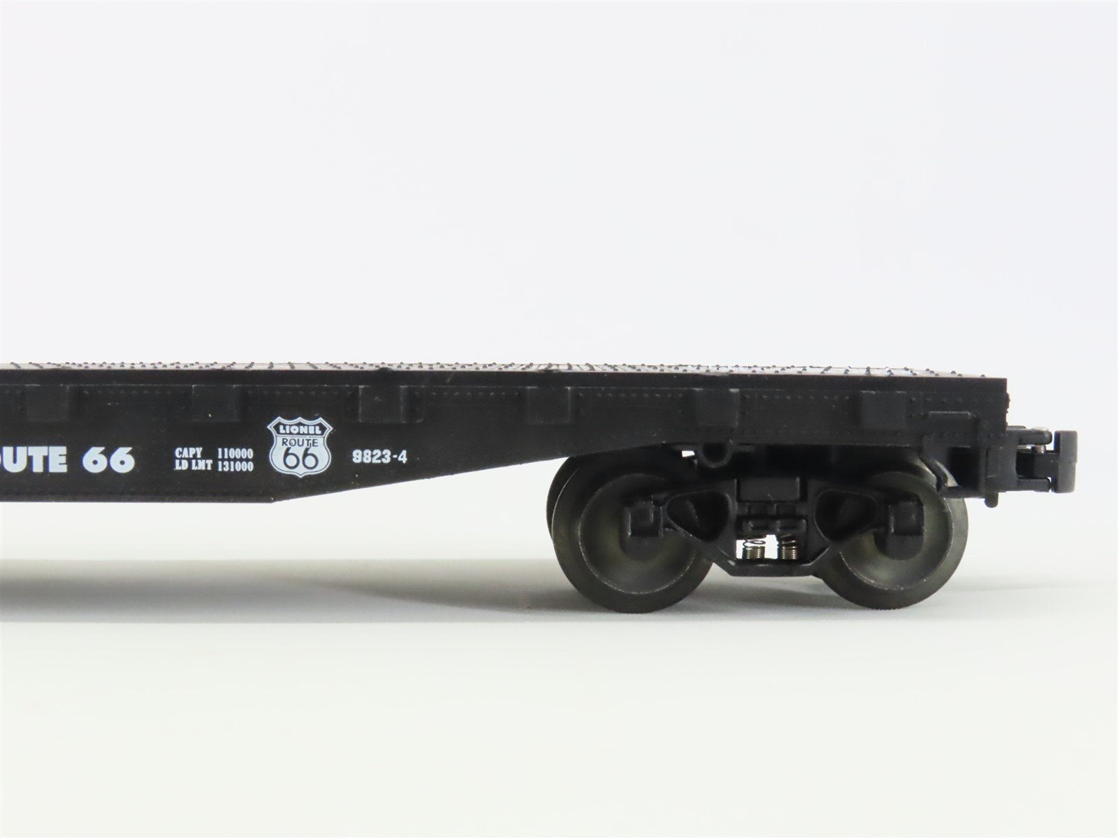 O Gauge 3-Rail Lionel 6-17537 Route 66 Flat Car #9823-4 w/ Black Touring Coupes