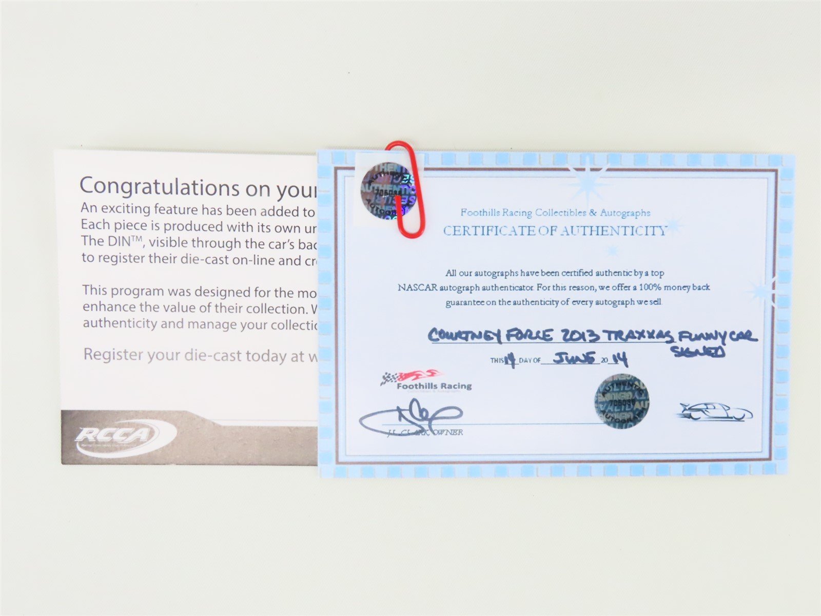 G 1:24 Scale Action Racing LE Kit Courtney Force 2013 Mustang Funny Car - SIGNED