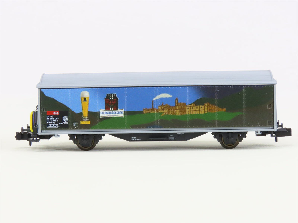 N Minitrix 15610 SBB Feldschlösschen Brewery Sliding Wall Box Cars 2-Pack
