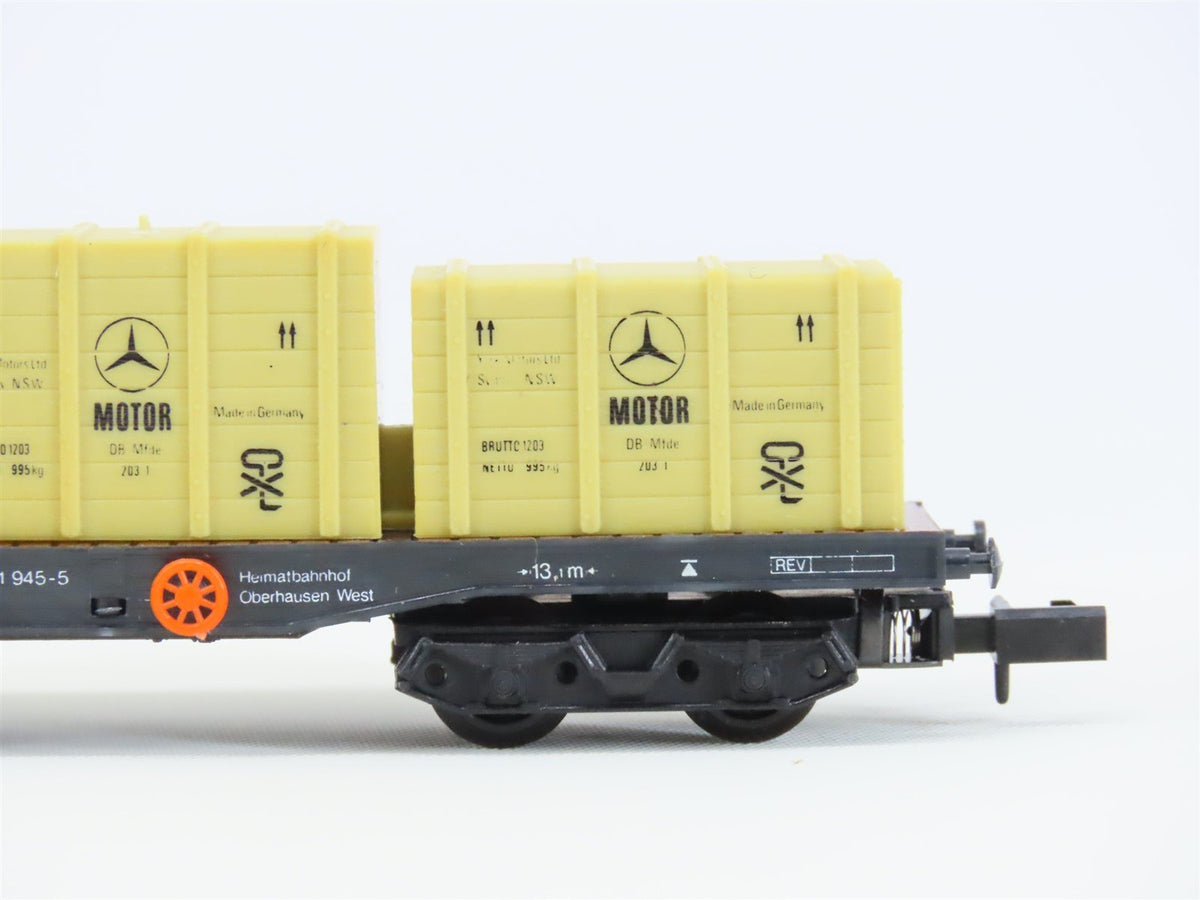 N Scale Arnold 4961 DB German Type SSkms Flat Car #945-5 w/ Mercedes-Benz Crates