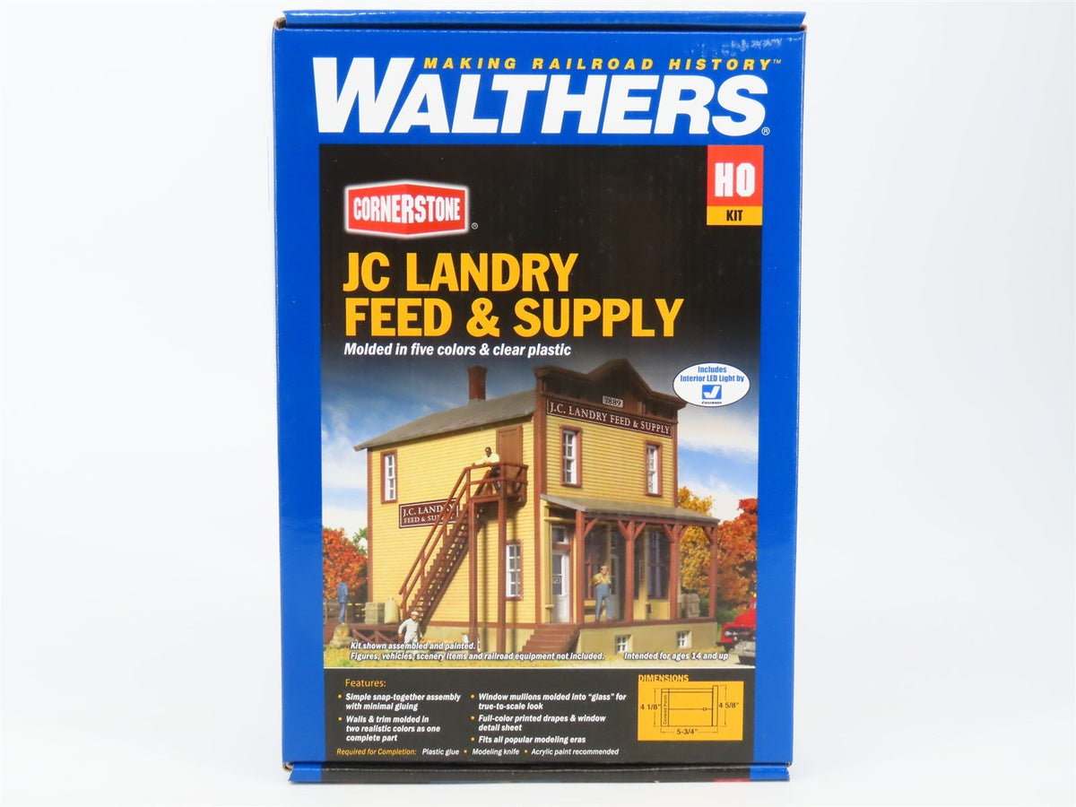 HO Scale Walthers Cornerstone Kit 933-3662 JC Landry Feed &amp; Supply w/ LED Light