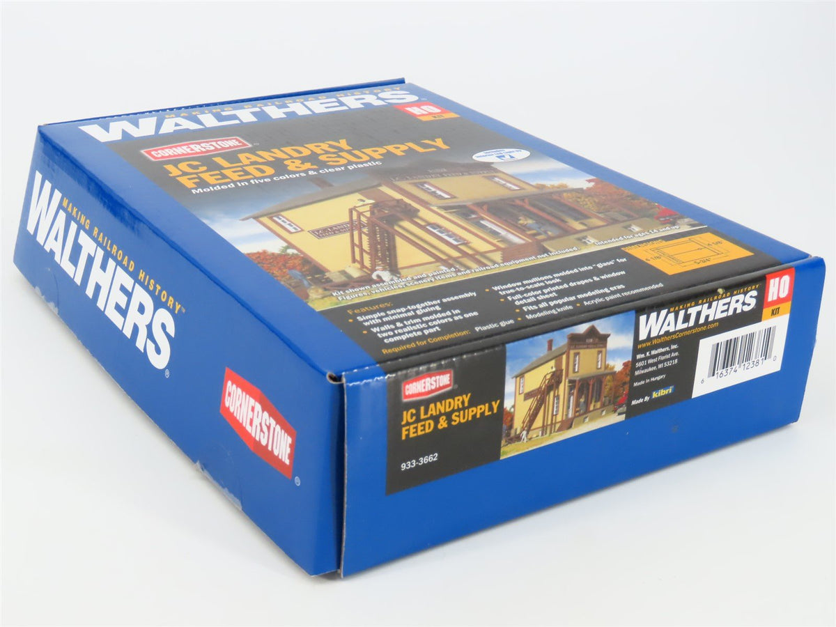 HO Scale Walthers Cornerstone Kit 933-3662 JC Landry Feed &amp; Supply w/ LED Light