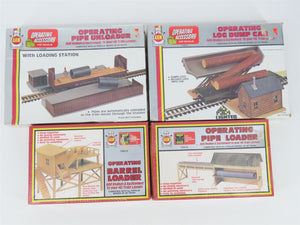 LOT of 4 HO Scale AHM Barrel Loader, Pipe Loader, Unloader & Log Dump Car Kits