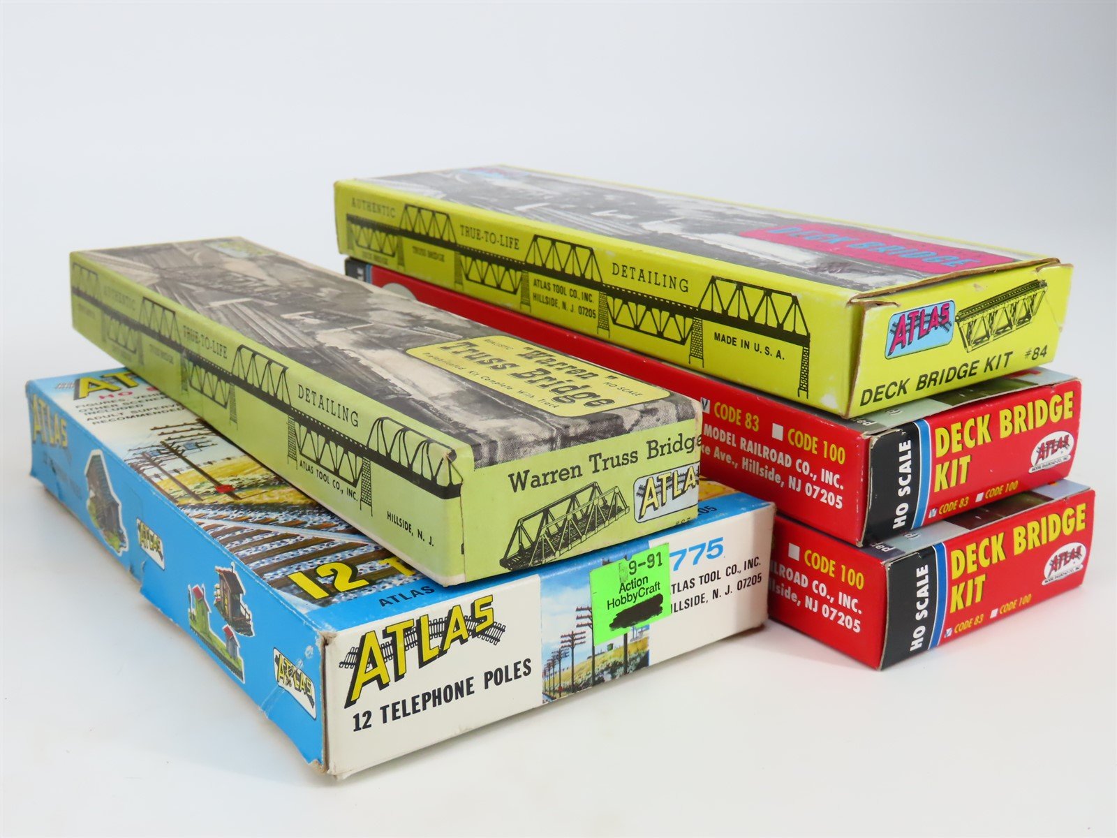 LOT of 5 HO 1/87 Scale Atlas Kits Truss Bridge, Deck Bridge & Telephone Poles