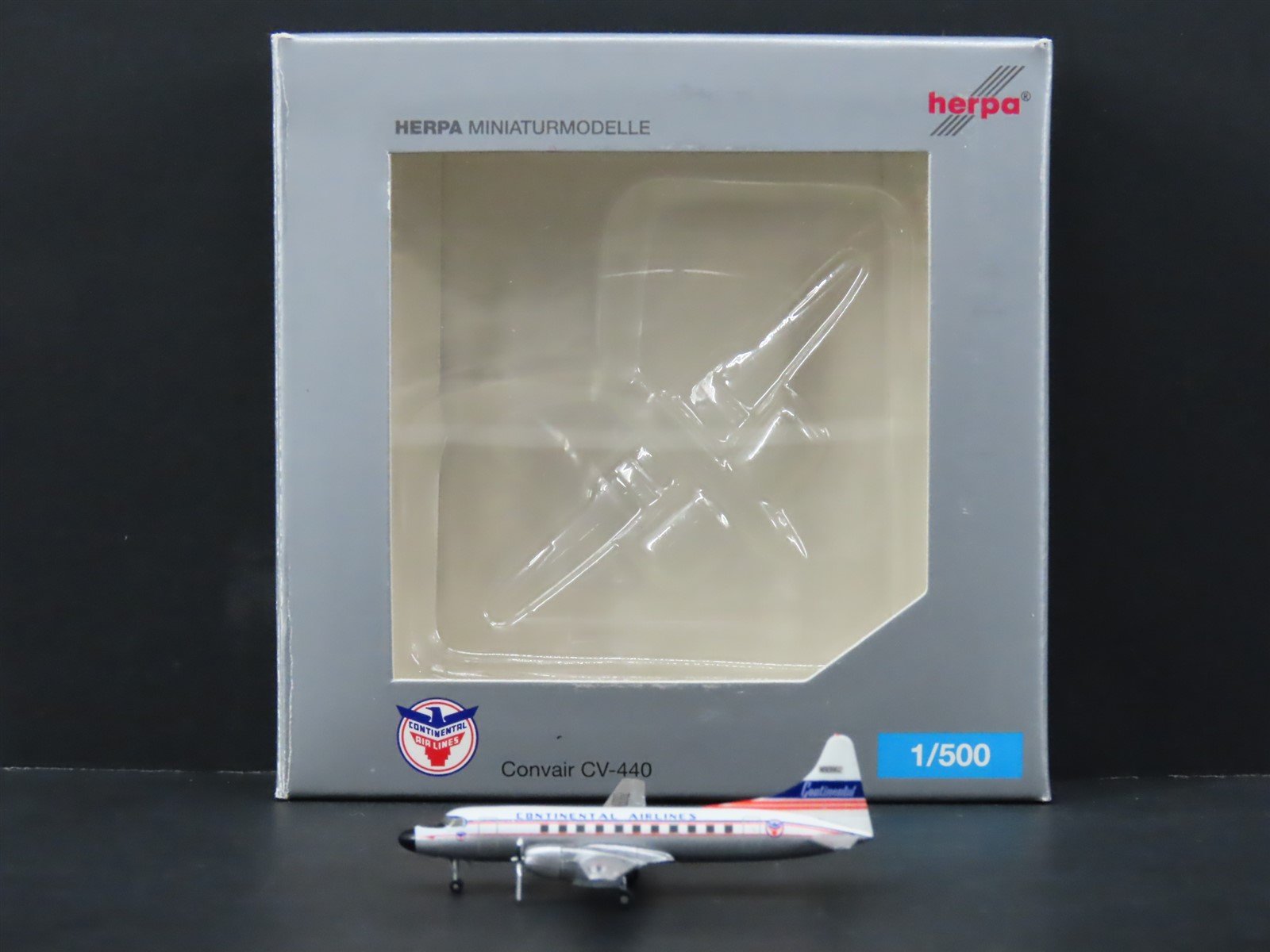 1:500 Herpa Wings 517843 Die-Cast Continental Airlines Convair CV-440 Airliner