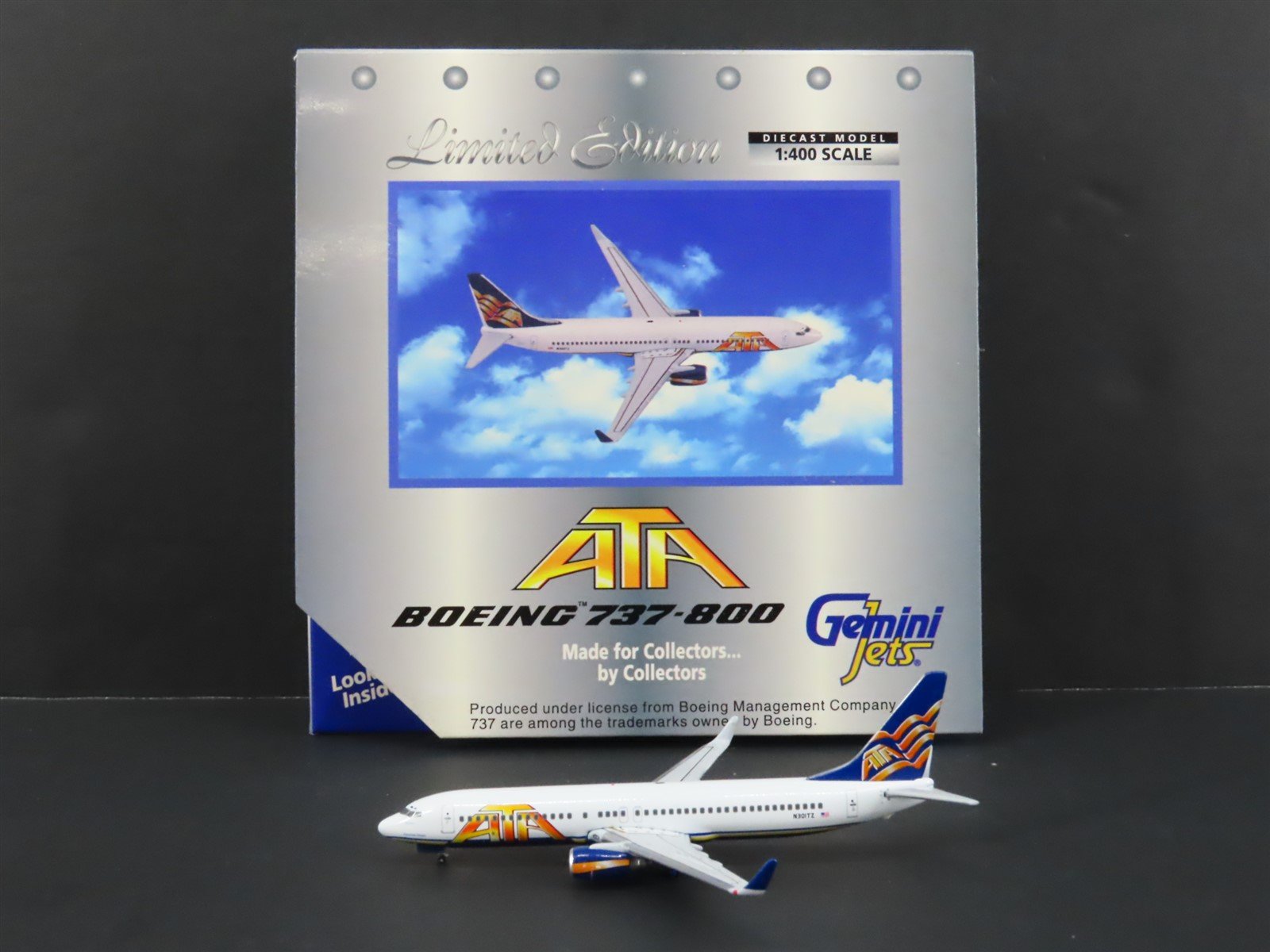 1:400 Scale Gemini Jets GJATA250 Die-Cast ATA Boeing 737-800 Aircraft N301TZ