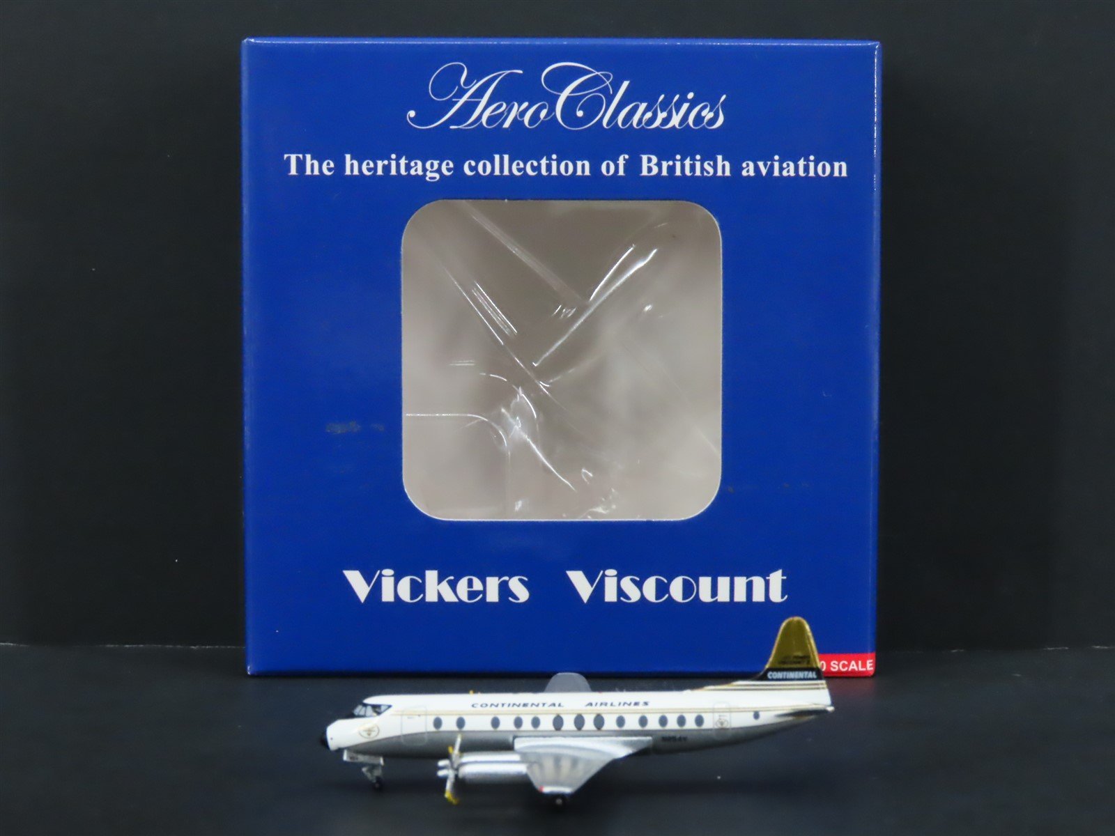 1:400 Aero Classics Diecast Continental Airlines Vickers Viscount V-800 Airliner