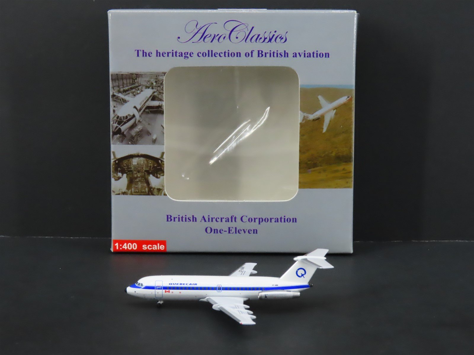 1:400 Scale Aero Classics Diecast Quebec Air BAC 1-11 Airliner CF-QBN