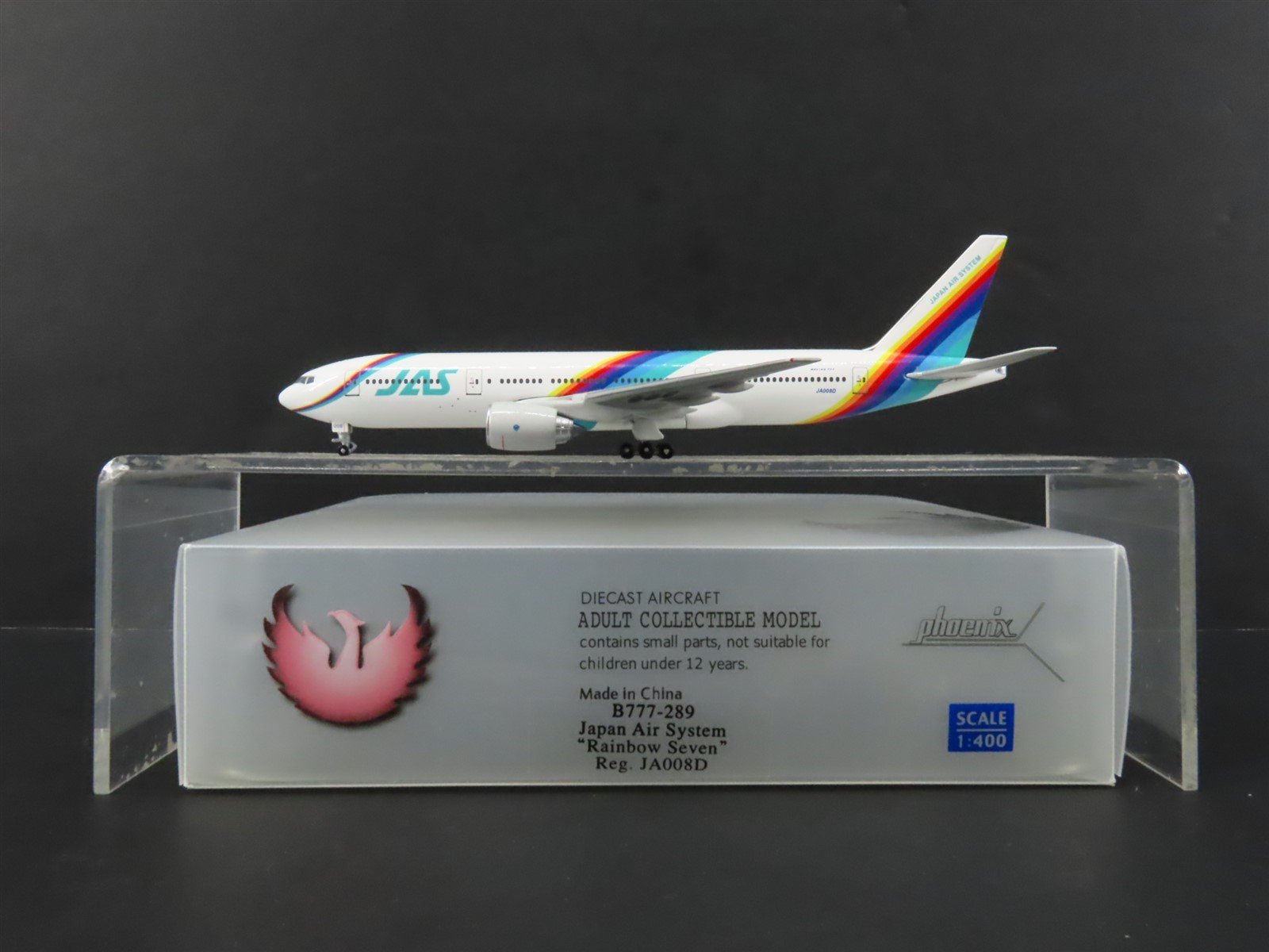 1:400 Scale Phoenix Model Die-Cast JAS Rainbow Seven Boeing B777-289 Aircraft