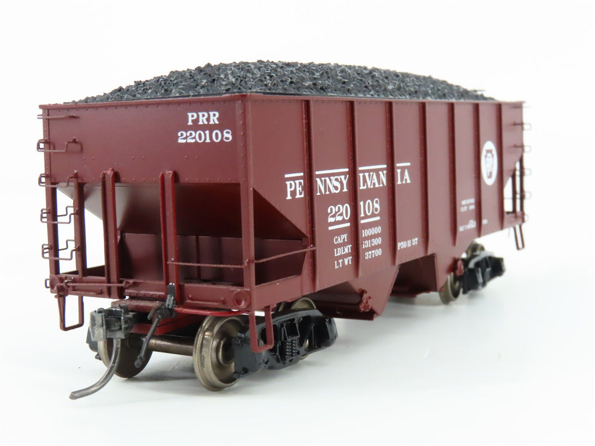 HO Scale MTH 80-90012E PRR Pennsylvania Railroad 2-Bay Hopper #220108 w/ Load
