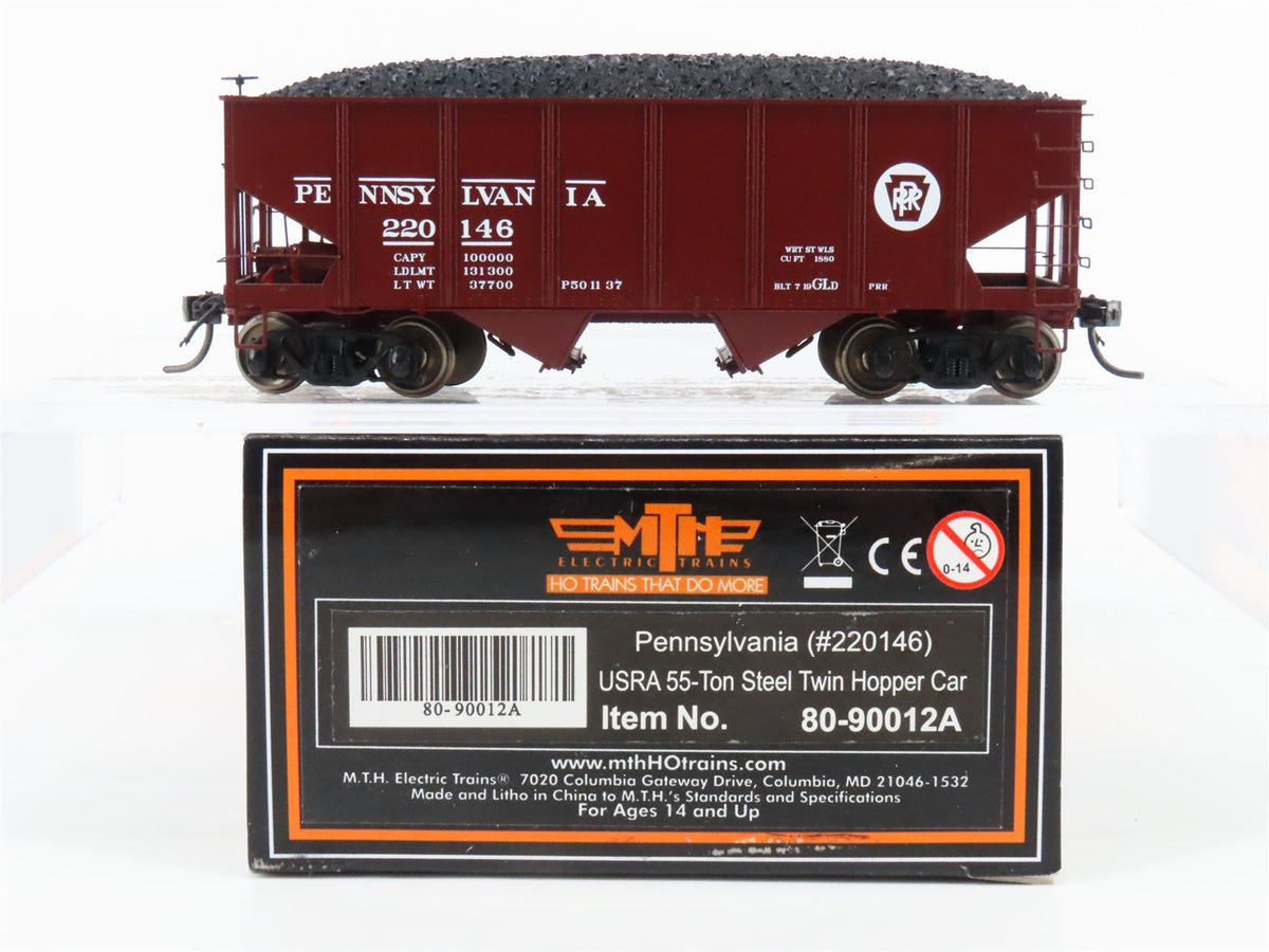 HO Scale MTH 80-90012A PRR Pennsylvania 2-Bay Hopper #220146 Custom Weathered