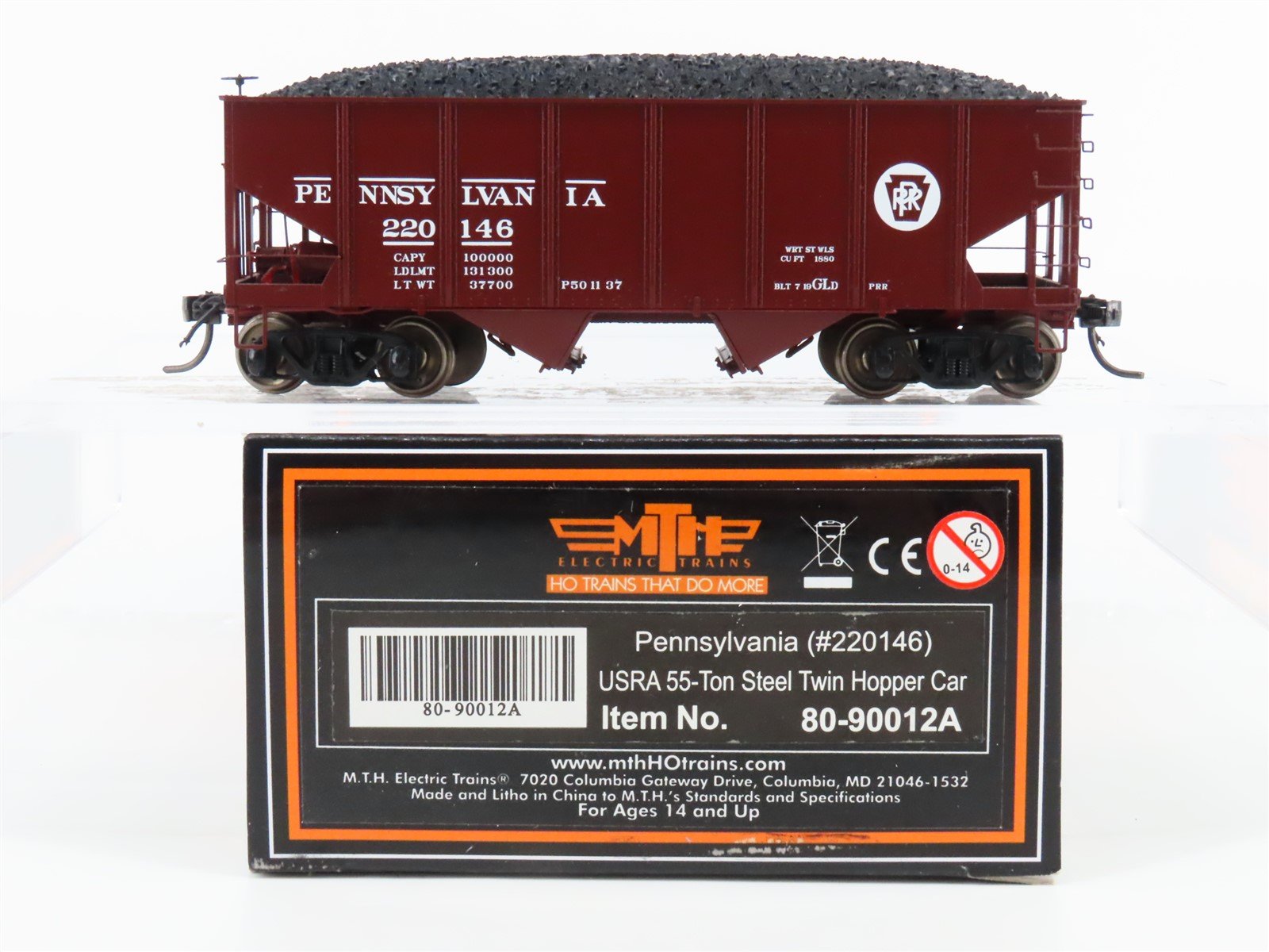 HO Scale MTH 80-90012A PRR Pennsylvania 2-Bay Hopper #220146 Custom Weathered