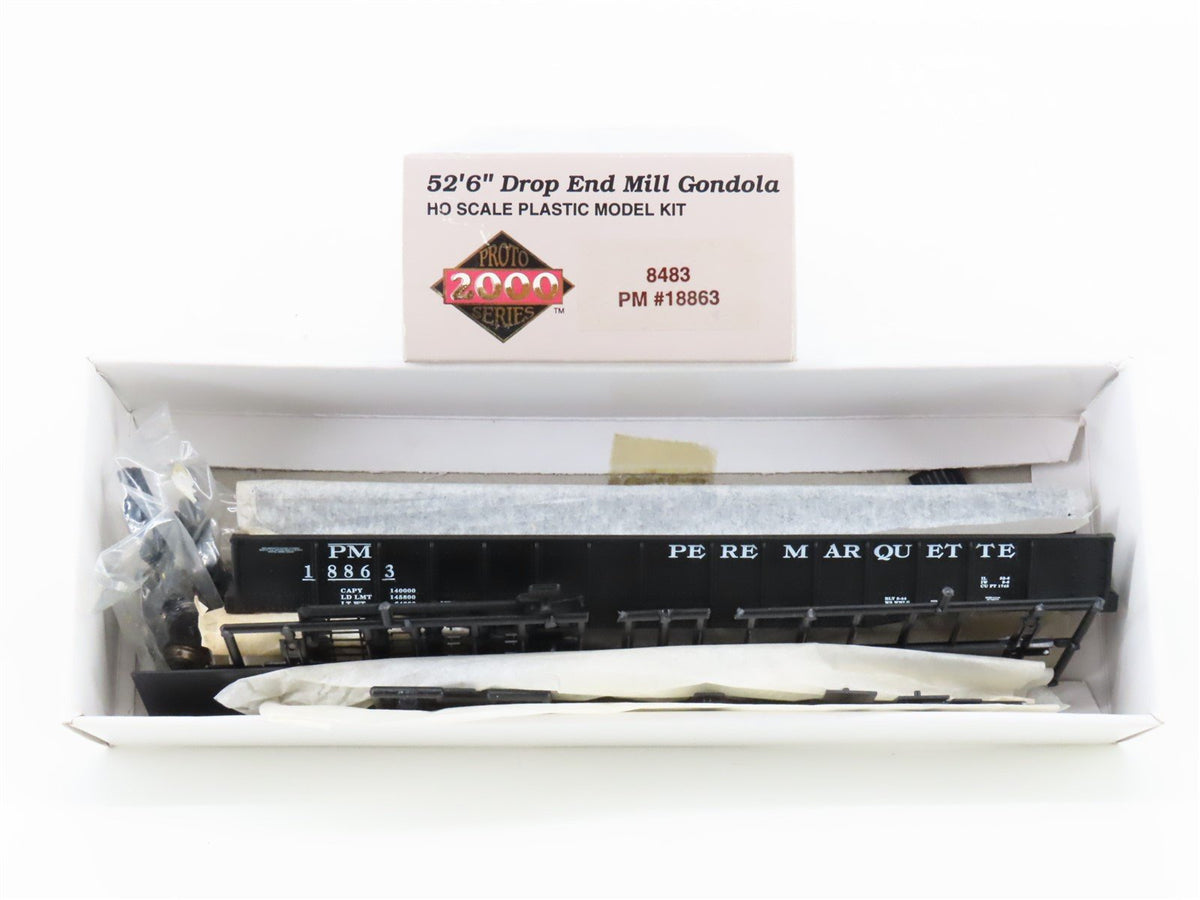 HO Scale PROTO 2000 Kit #8483 PM Pere Marquette 52&#39; 6&quot; Drop End Gondola #18863