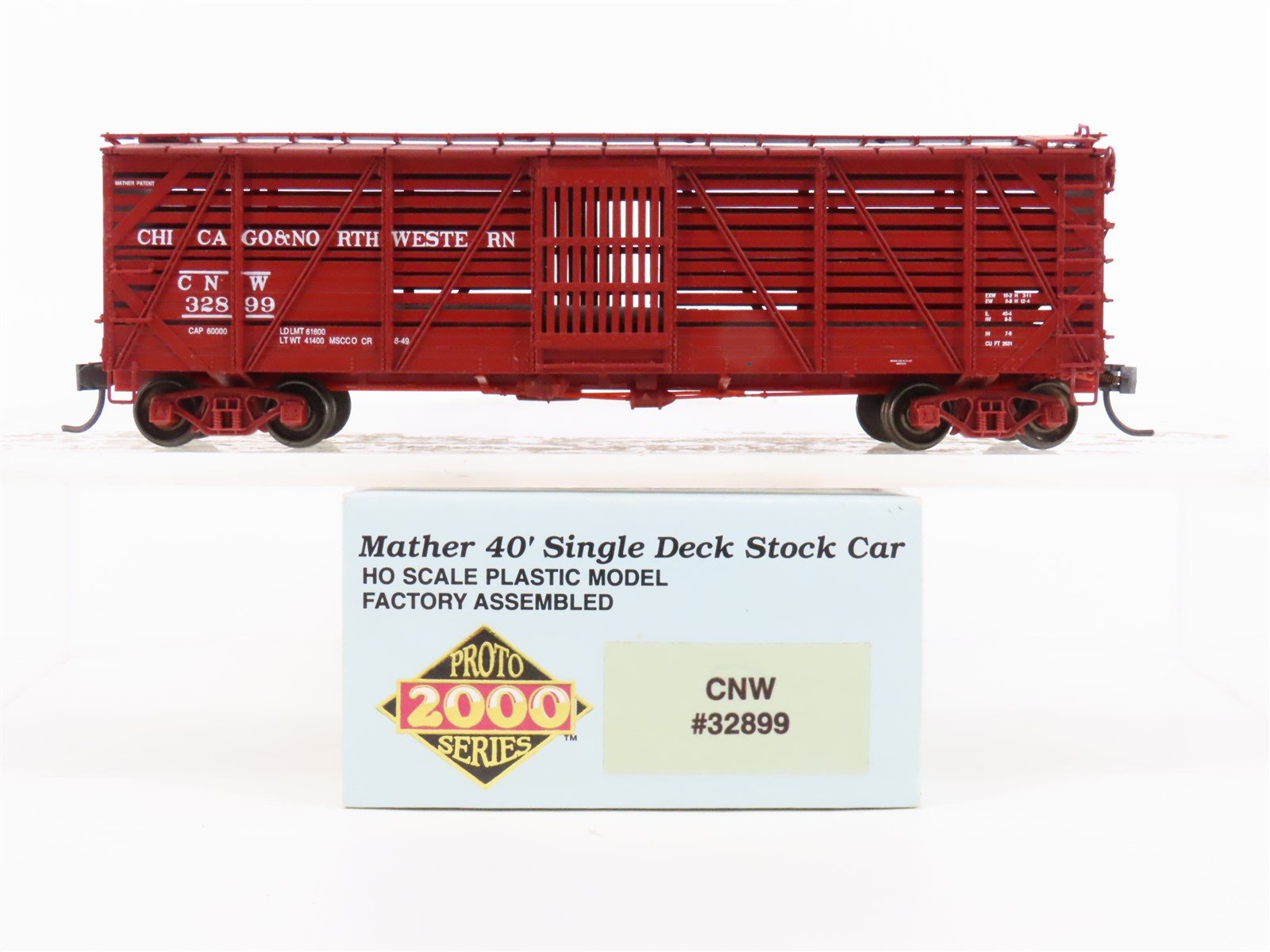 HO Scale PROTO 2000 CNW Chicago North Western 40' Single Deck Stock Car #32899