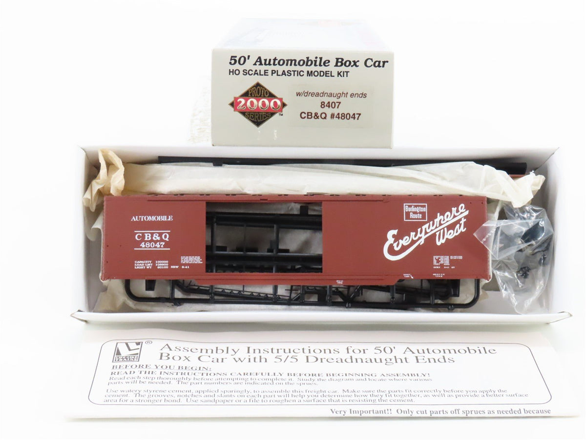 HO Scale PROTO 2000 Kit #8407 CB&amp;Q Burlington 50&#39; Automobile Box Car #48047