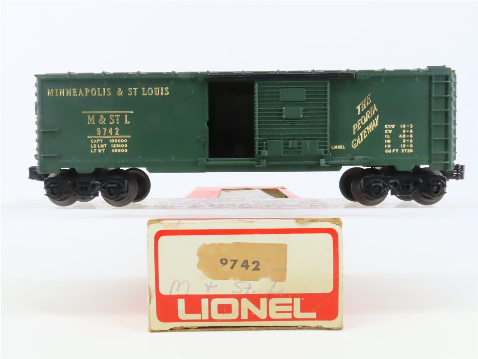 O Gauge 3-Rail Lionel 9742 M&STL The Peoria Gateway Single Door Box Car #9742