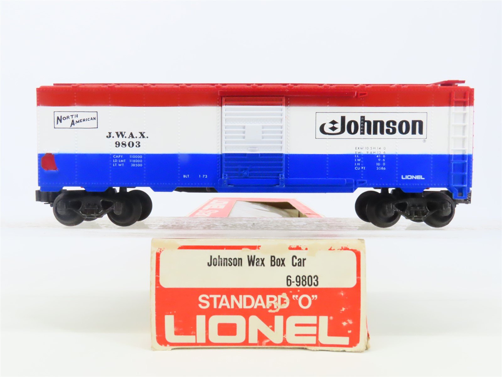 O Gauge 3-Rail Lionel 6-9803 JWAX Johnson Wax Single Door Box Car #9803