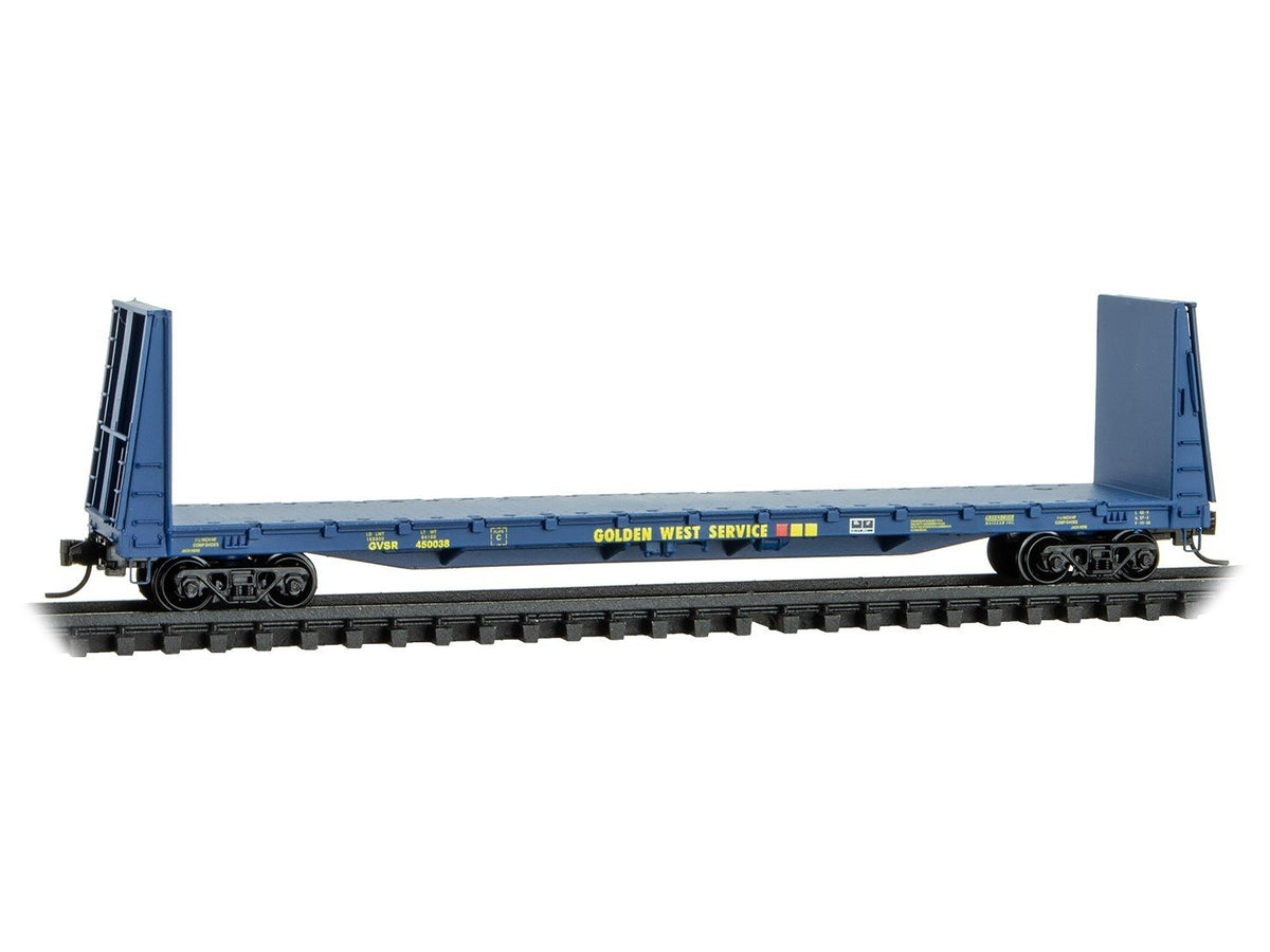 N Micro-Trains MTL 05400081 GVSR &quot;Golden West&quot; 61&#39; Bulkhead Flat Car #450038