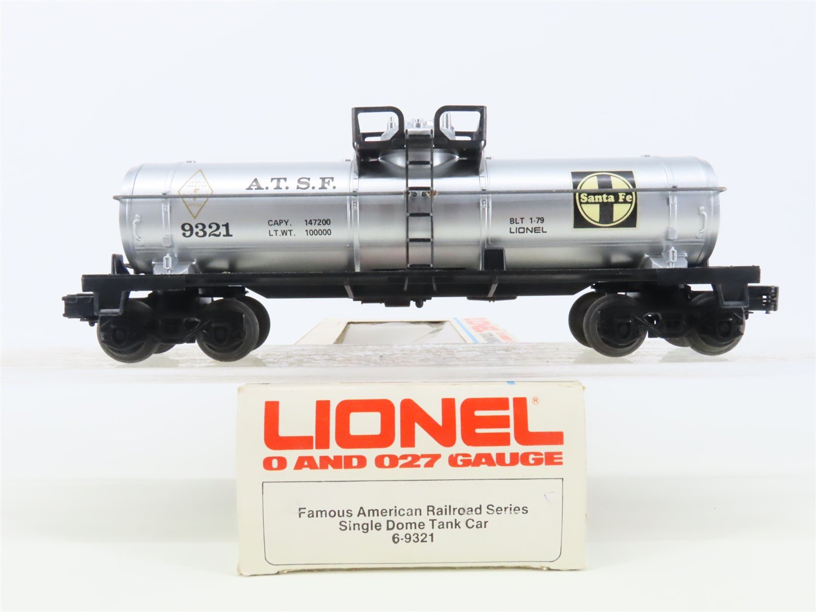 O Gauge 3-Rail Lionel 6-9321 ATSF Santa Fe Railroad Single Dome Tank Car #9321