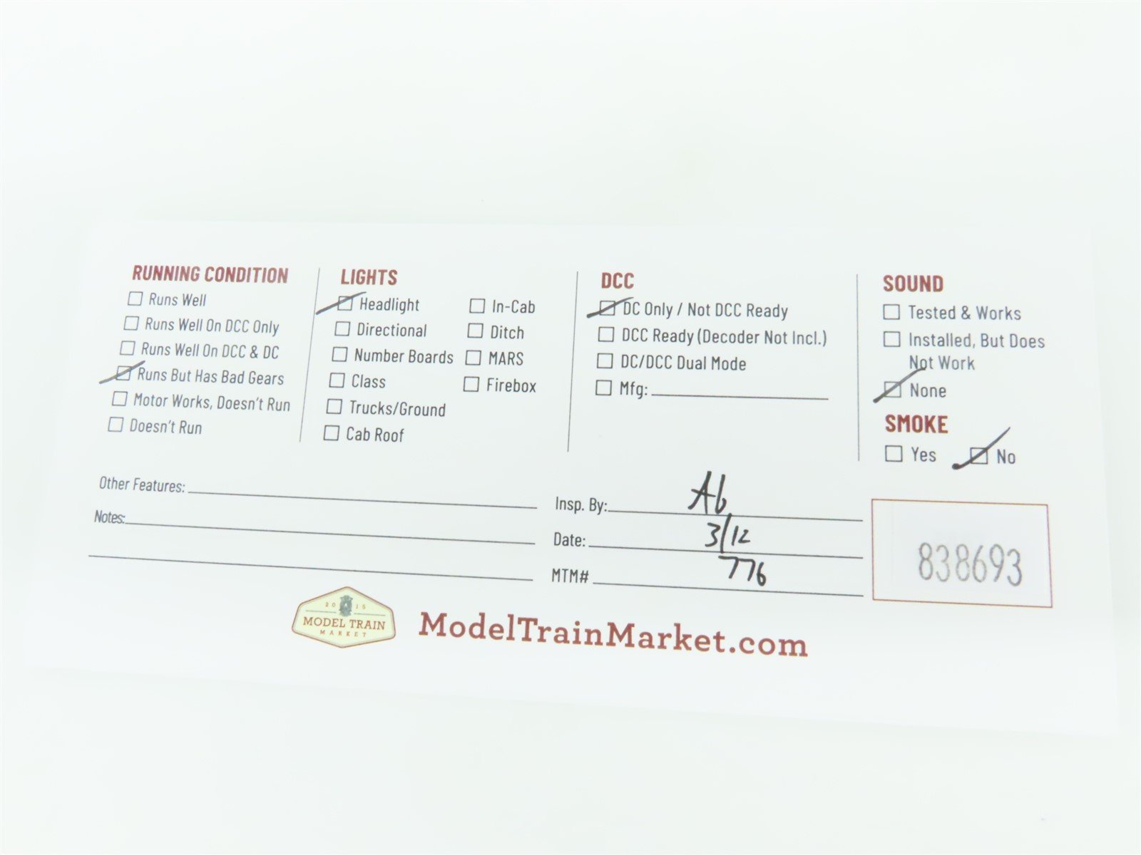 HO Scale Proto 2000 8365 LV Lehigh Valley FA2 Diesel Loco #586 BAD GEARS